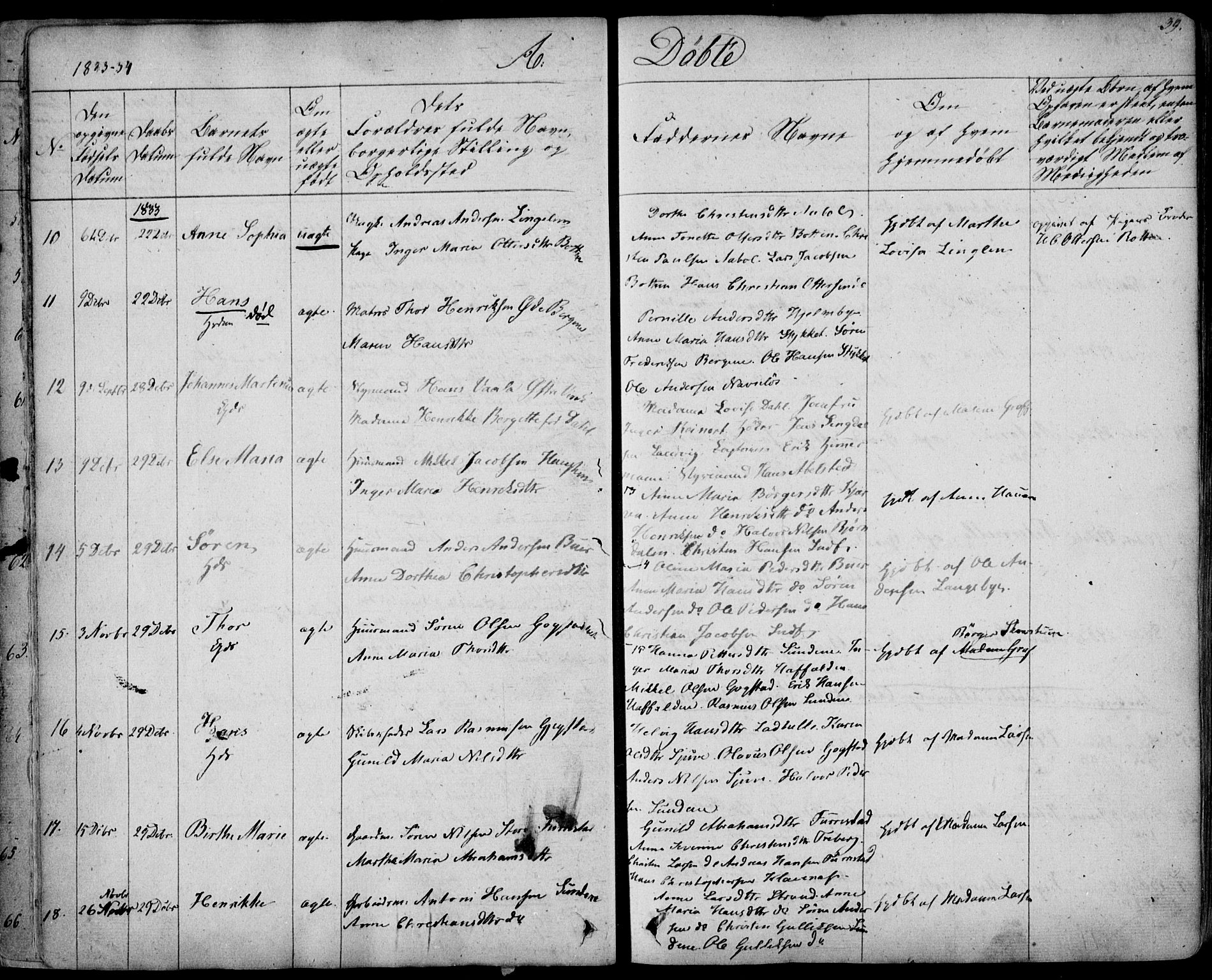 Sandar kirkebøker, SAKO/A-243/F/Fa/L0005: Parish register (official) no. 5, 1832-1847, p. 38-39
