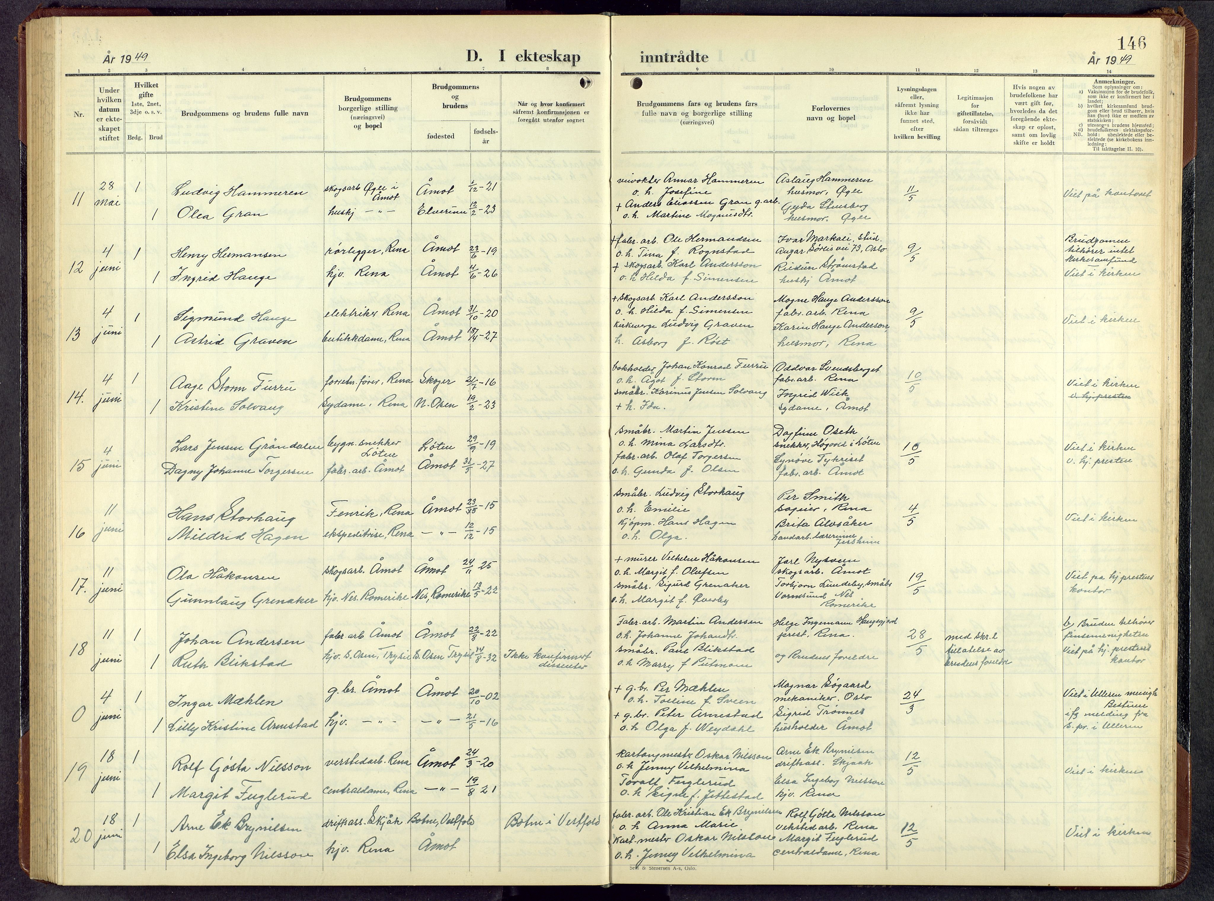 Åmot prestekontor, Hedmark, AV/SAH-PREST-056/H/Ha/Hab/L0010: Parish register (copy) no. 10, 1947-1956, p. 146