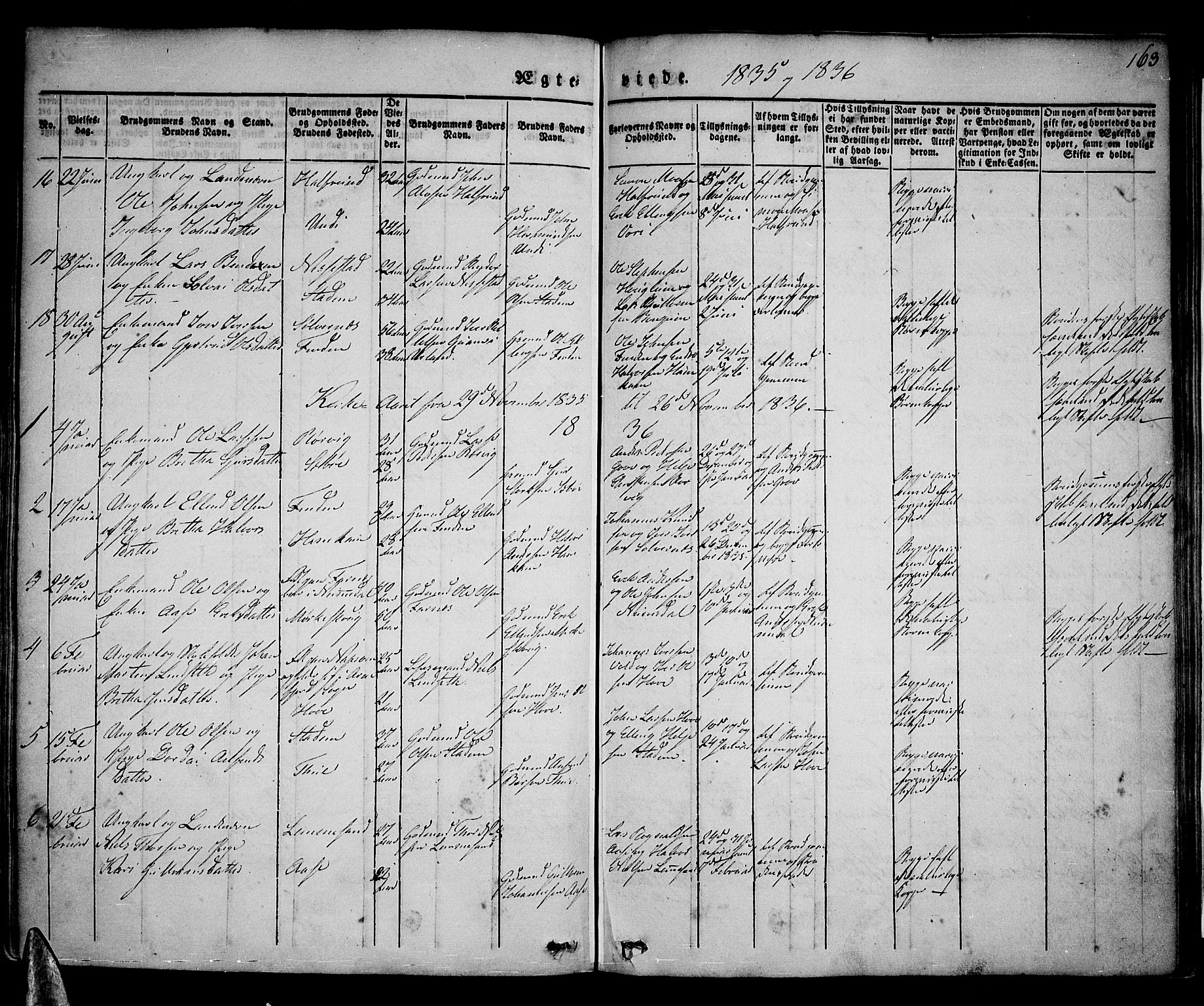 Vik sokneprestembete, AV/SAB-A-81501/H/Haa/Haaa/L0007: Parish register (official) no. A 7, 1831-1845, p. 163