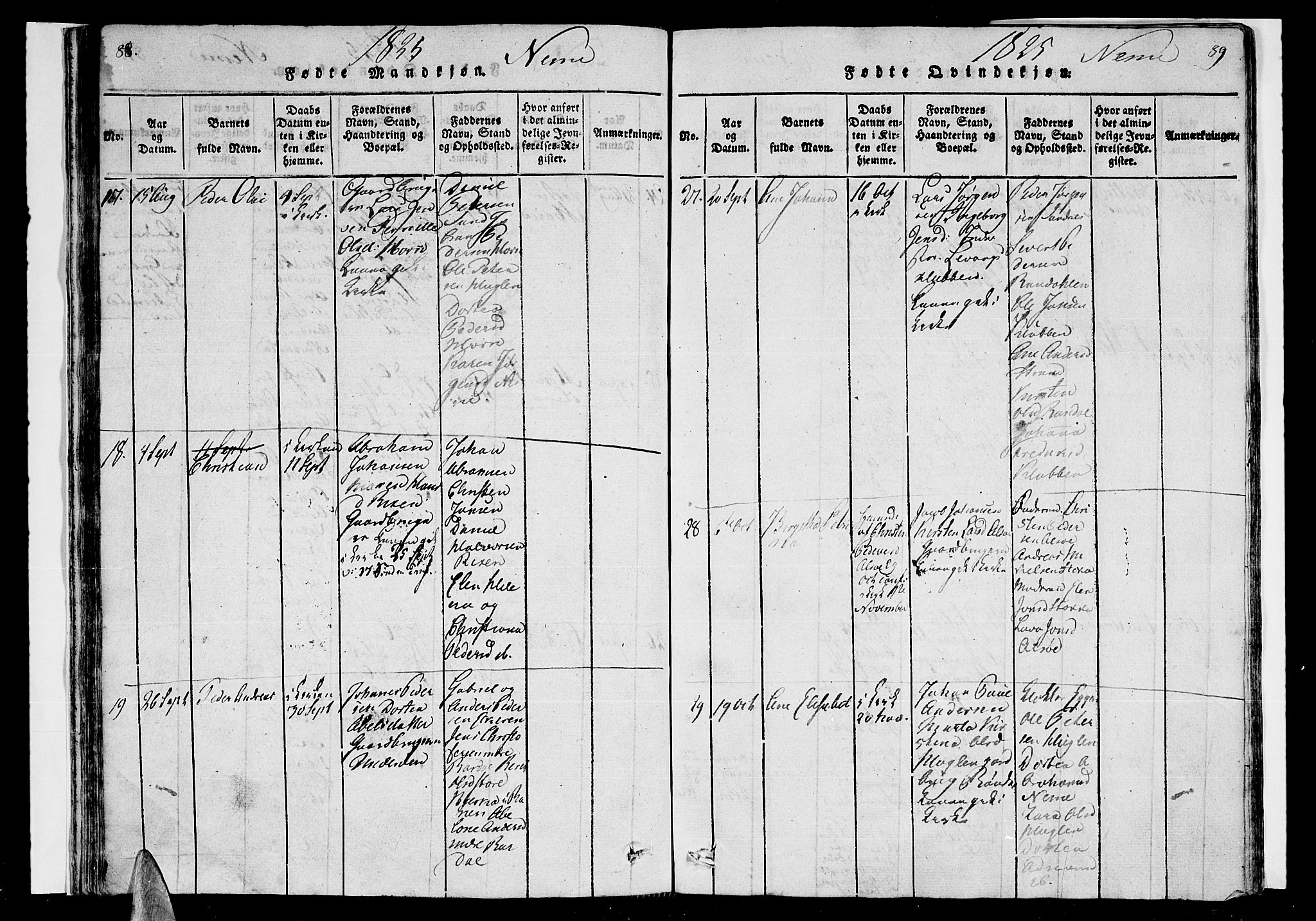 Ministerialprotokoller, klokkerbøker og fødselsregistre - Nordland, AV/SAT-A-1459/838/L0546: Parish register (official) no. 838A05 /1, 1820-1828, p. 88-89