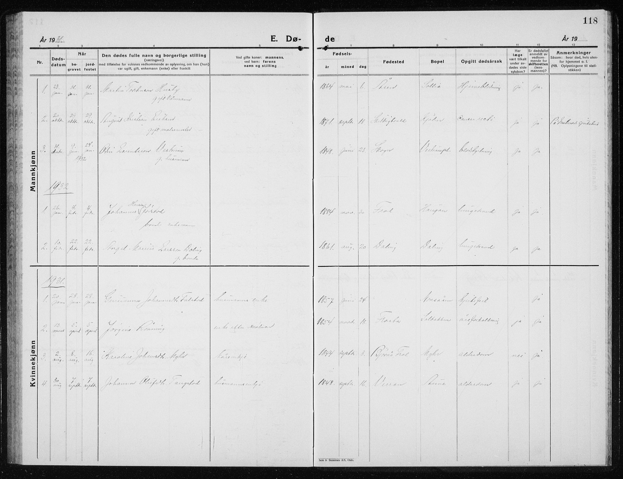 Ministerialprotokoller, klokkerbøker og fødselsregistre - Nord-Trøndelag, AV/SAT-A-1458/719/L0180: Parish register (copy) no. 719C01, 1878-1940, p. 118