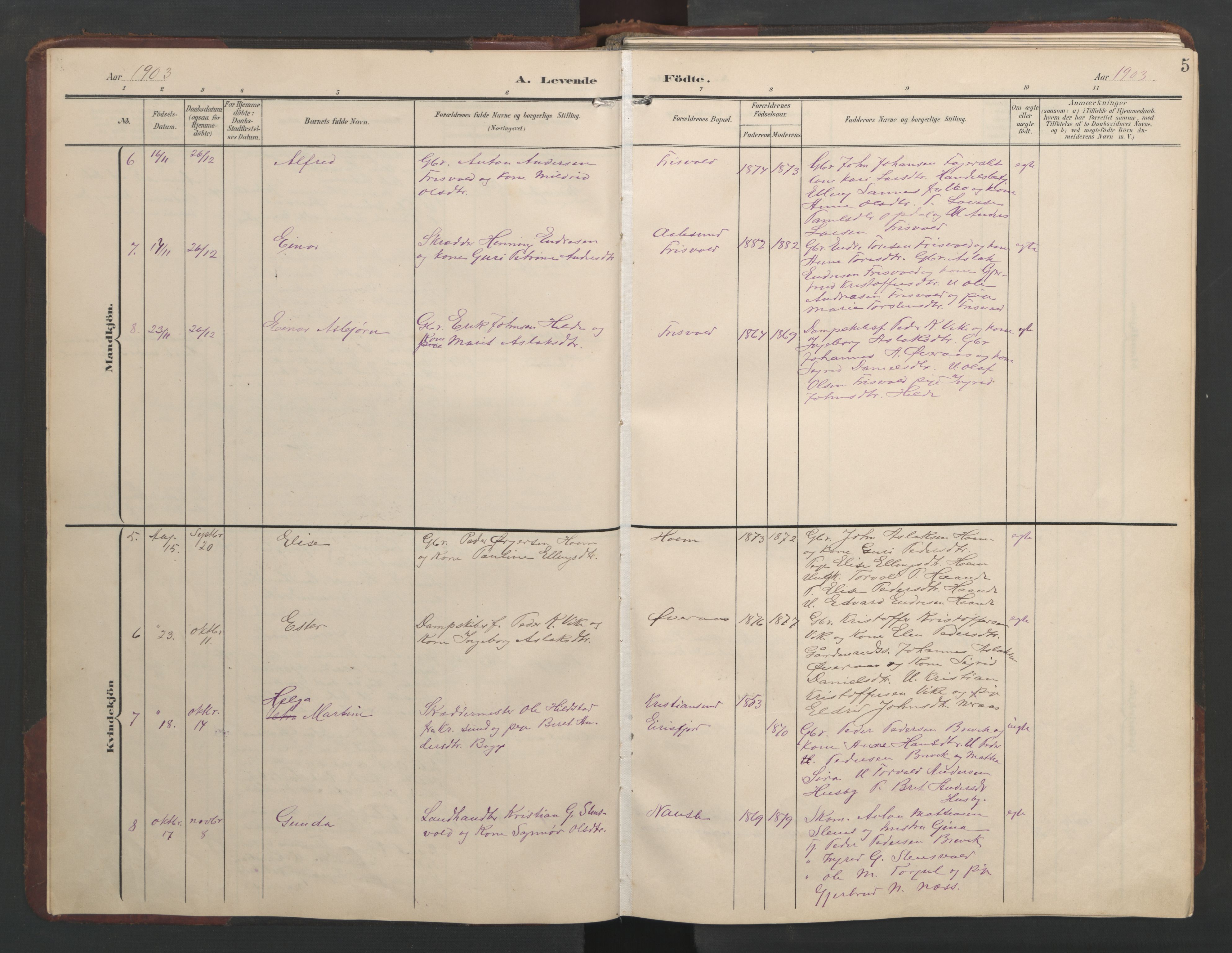 Ministerialprotokoller, klokkerbøker og fødselsregistre - Møre og Romsdal, AV/SAT-A-1454/552/L0639: Parish register (copy) no. 552C02, 1903-1960, p. 5