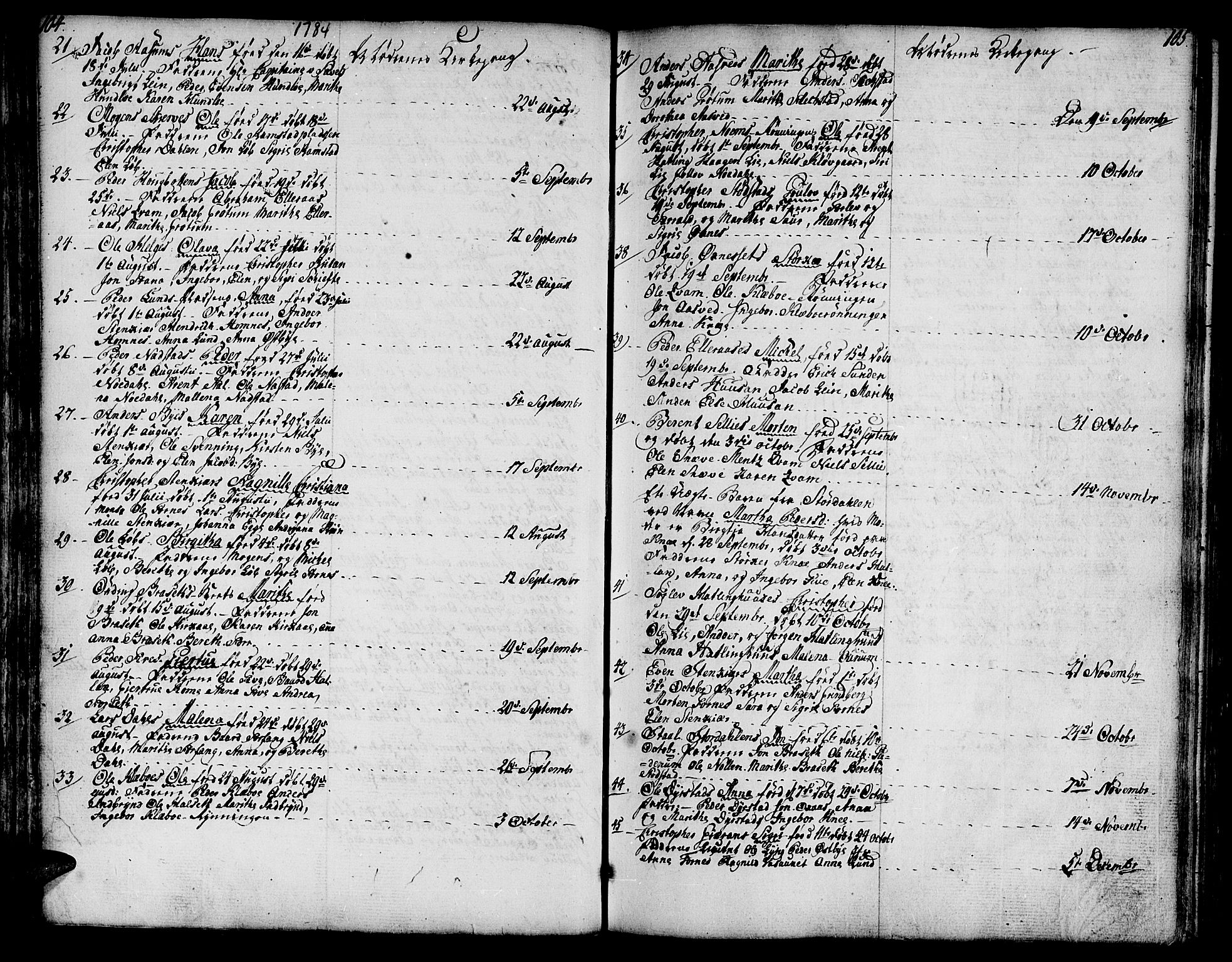 Ministerialprotokoller, klokkerbøker og fødselsregistre - Nord-Trøndelag, SAT/A-1458/746/L0440: Parish register (official) no. 746A02, 1760-1815, p. 104-105