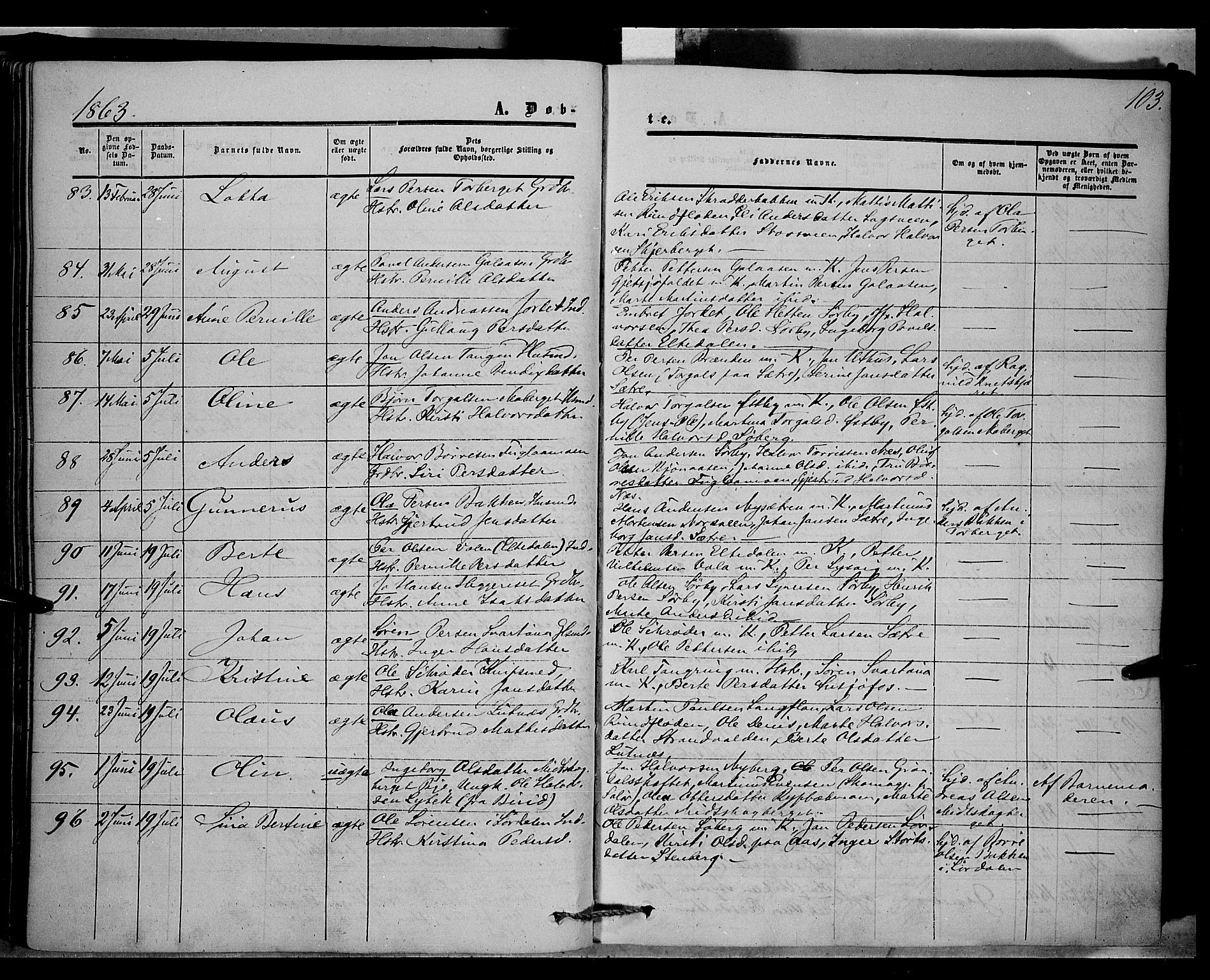 Trysil prestekontor, AV/SAH-PREST-046/H/Ha/Haa/L0005: Parish register (official) no. 5, 1851-1865, p. 103