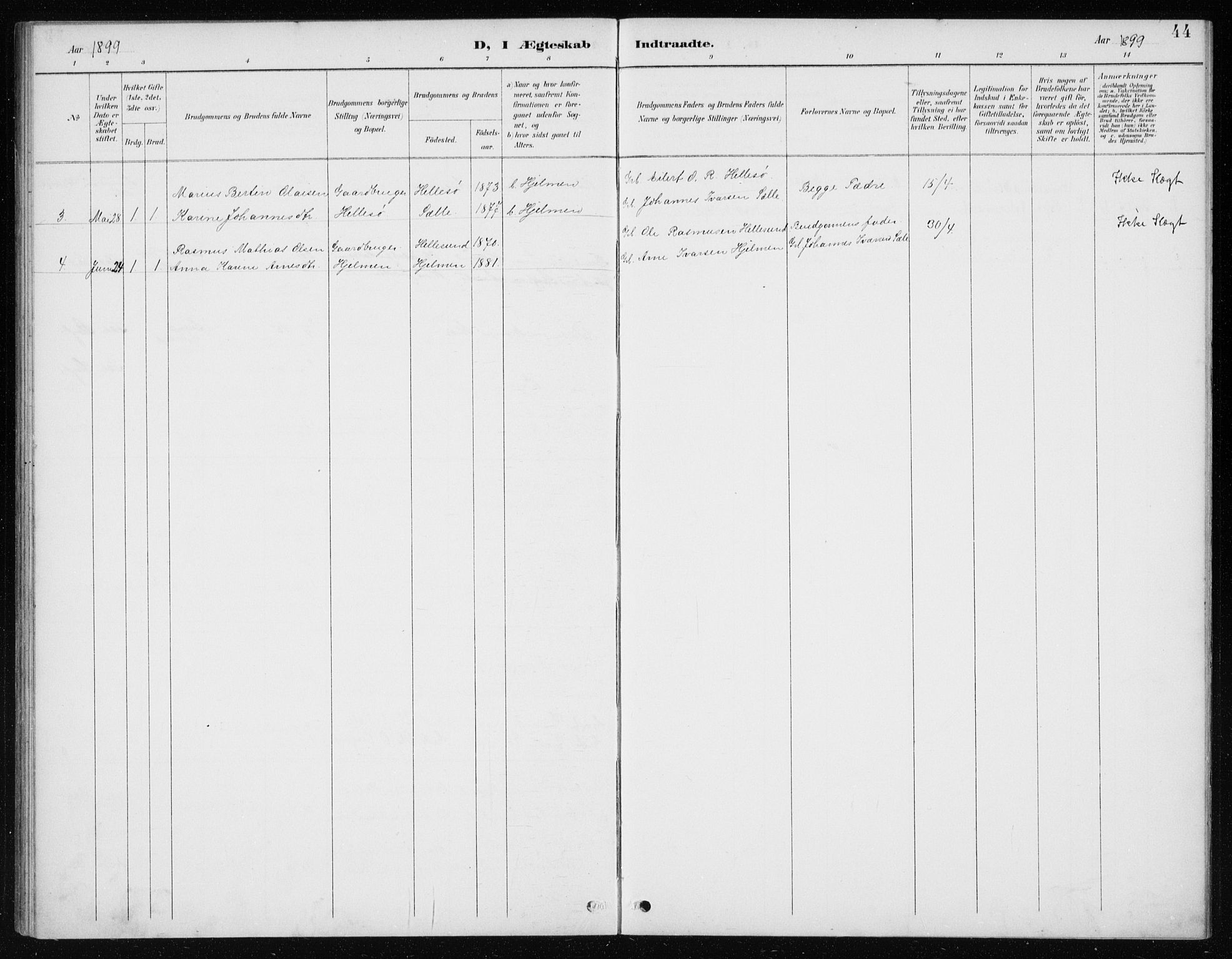 Manger sokneprestembete, AV/SAB-A-76801/H/Haa: Parish register (official) no. E  2, 1891-1902, p. 44