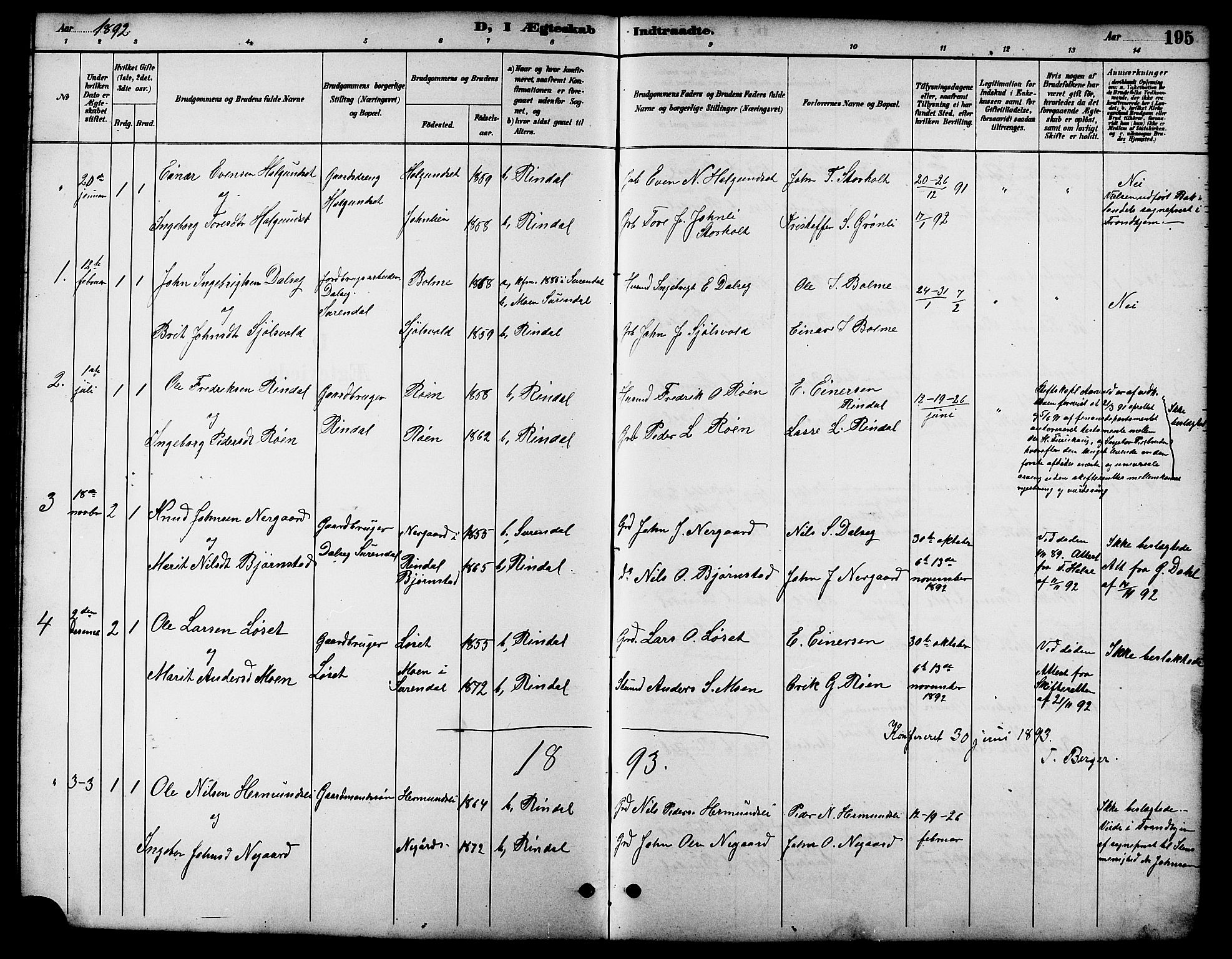 Ministerialprotokoller, klokkerbøker og fødselsregistre - Møre og Romsdal, AV/SAT-A-1454/598/L1078: Parish register (copy) no. 598C03, 1892-1909, p. 195