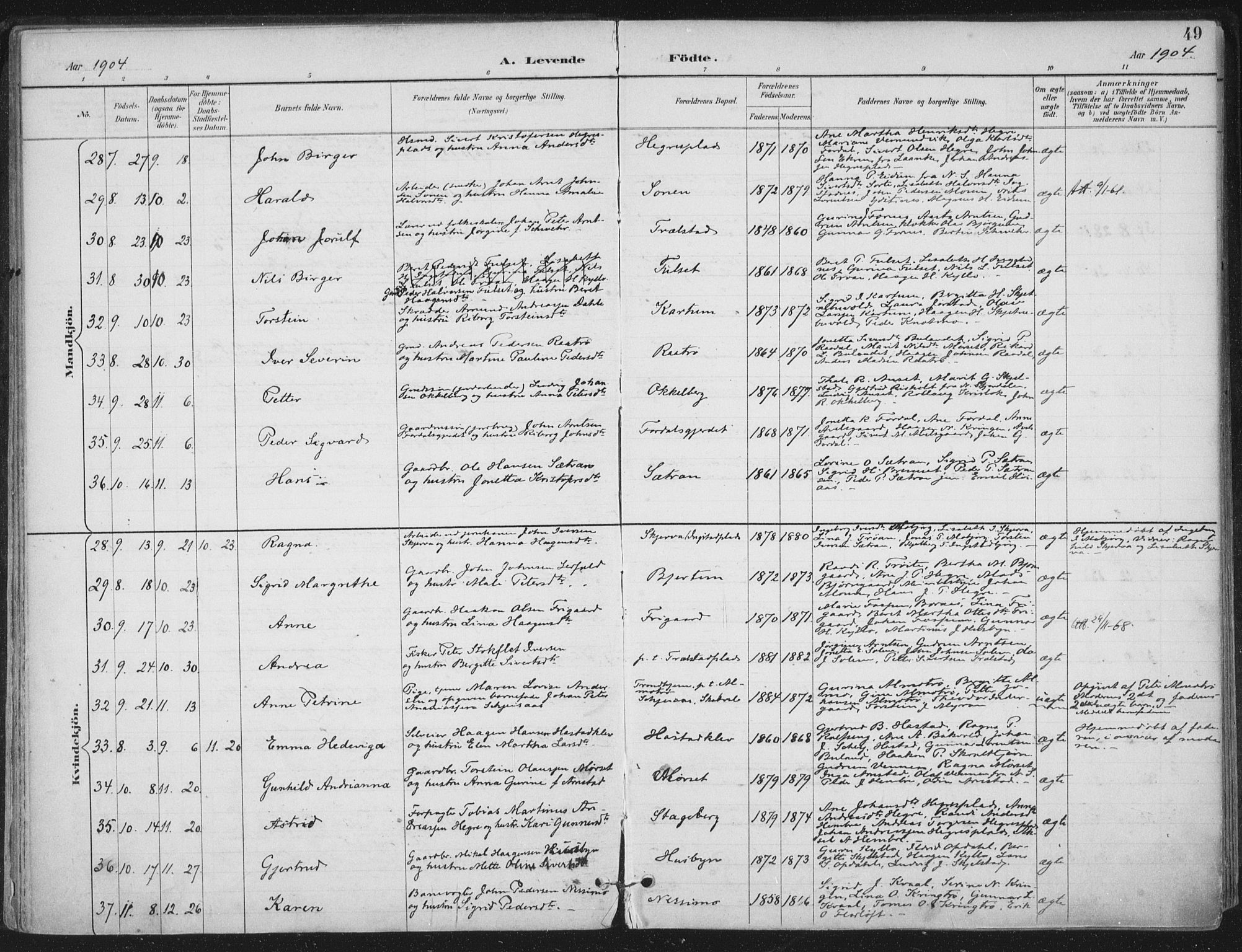 Ministerialprotokoller, klokkerbøker og fødselsregistre - Nord-Trøndelag, SAT/A-1458/703/L0031: Parish register (official) no. 703A04, 1893-1914, p. 49