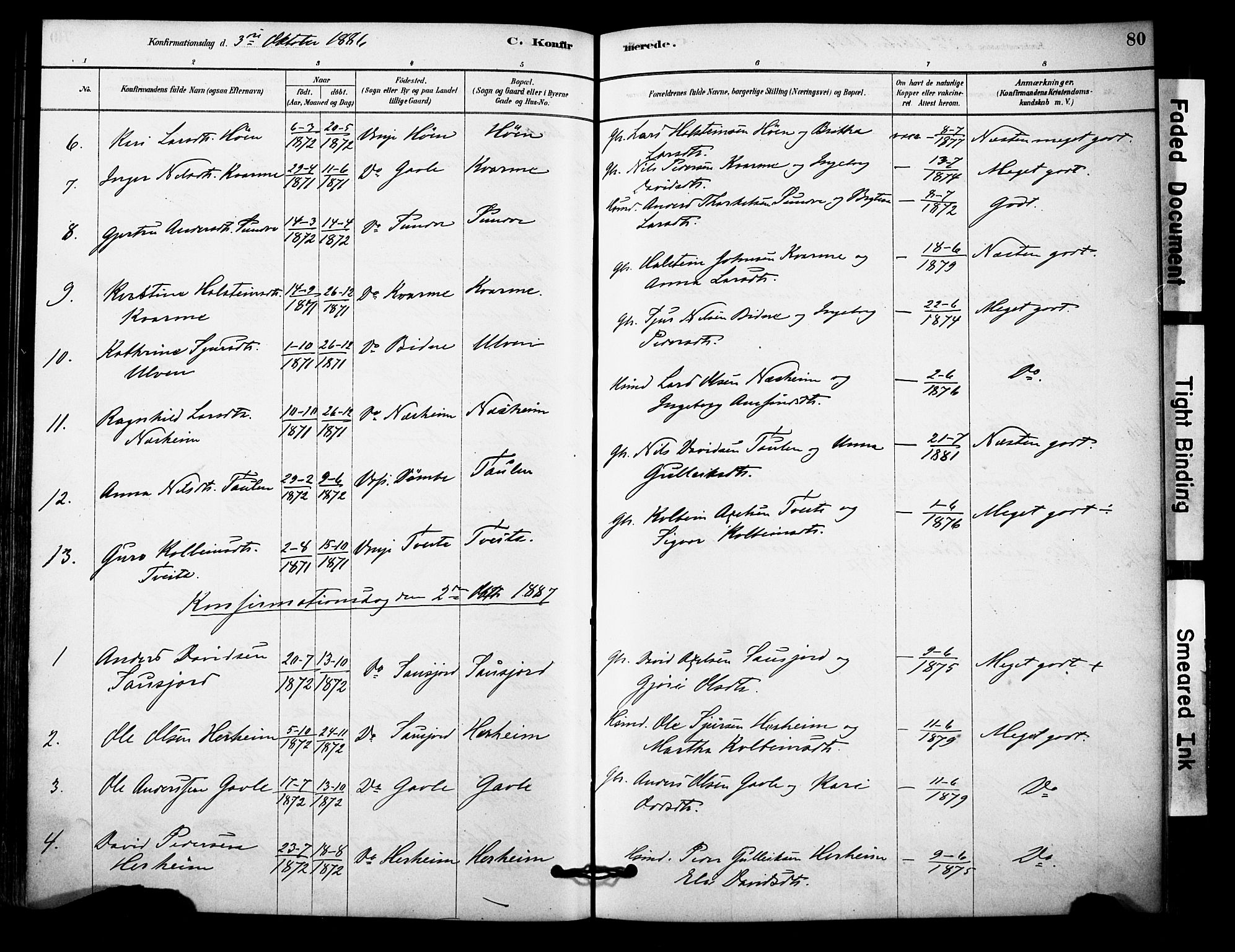 Vossestrand Sokneprestembete, AV/SAB-A-79101/H/Haa: Parish register (official) no. C 1, 1878-1903, p. 80