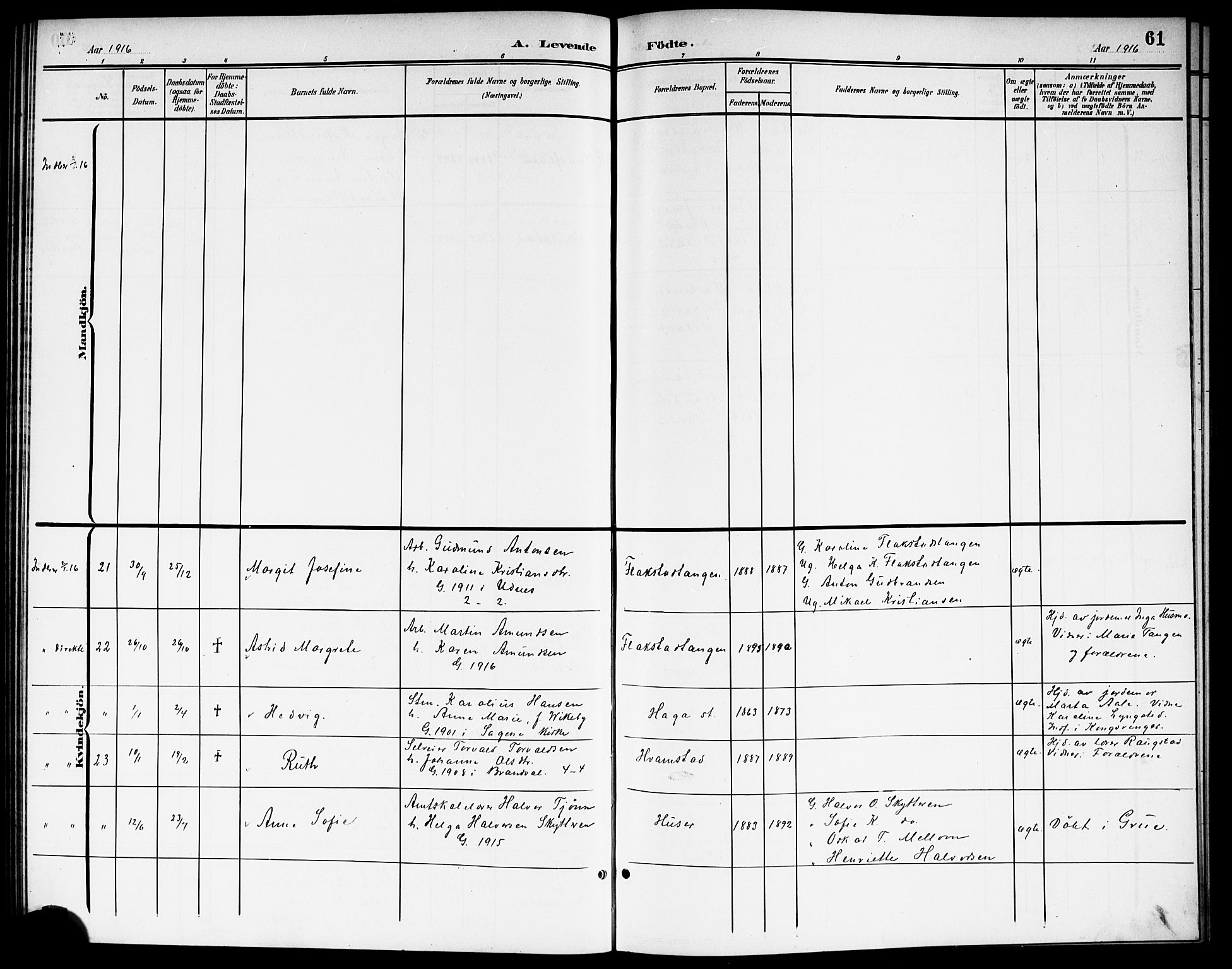 Nes prestekontor Kirkebøker, AV/SAO-A-10410/G/Gb/L0001: Parish register (copy) no. II 1, 1901-1917, p. 61