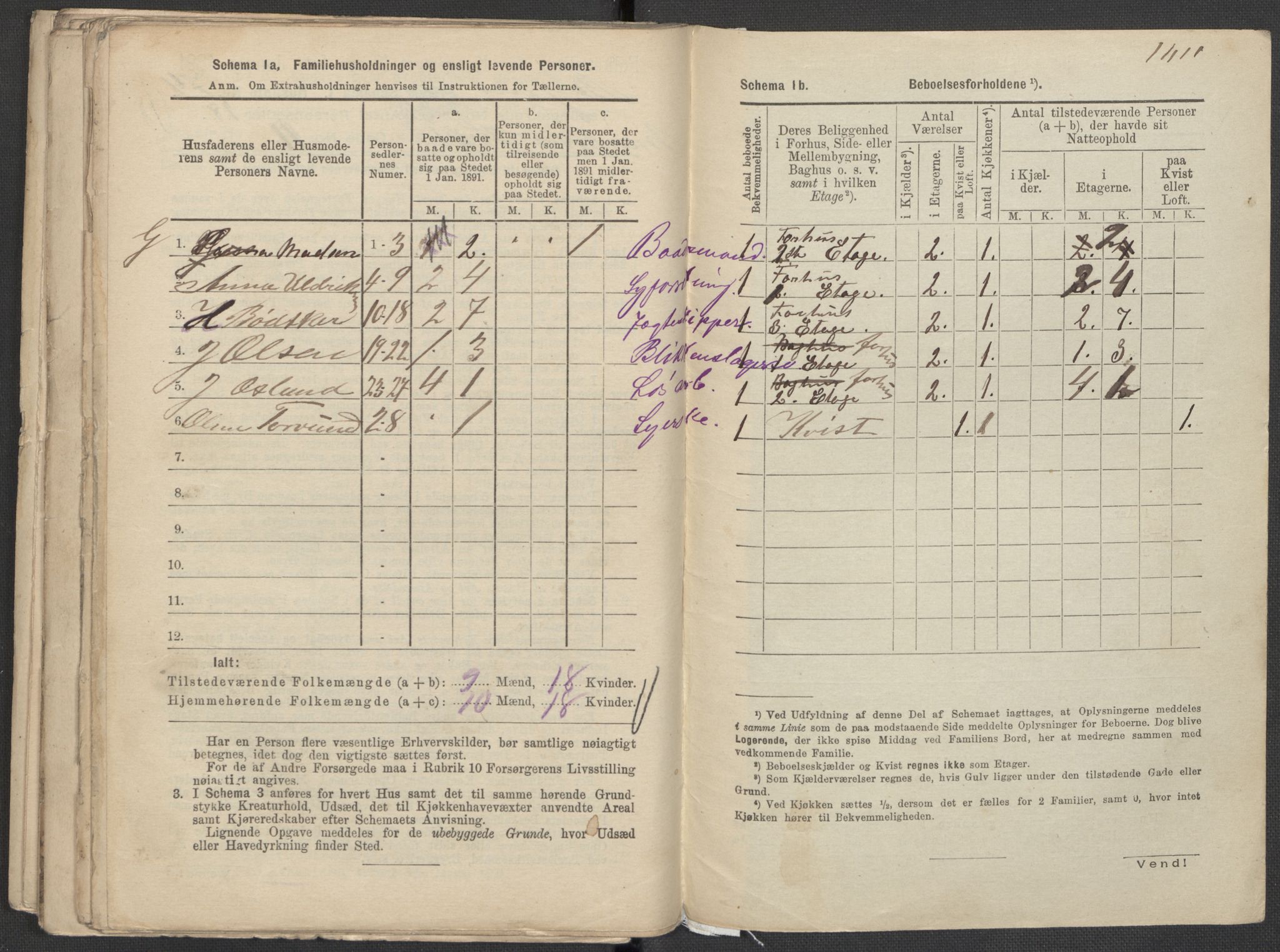 RA, 1891 Census for 1301 Bergen, 1891, p. 854