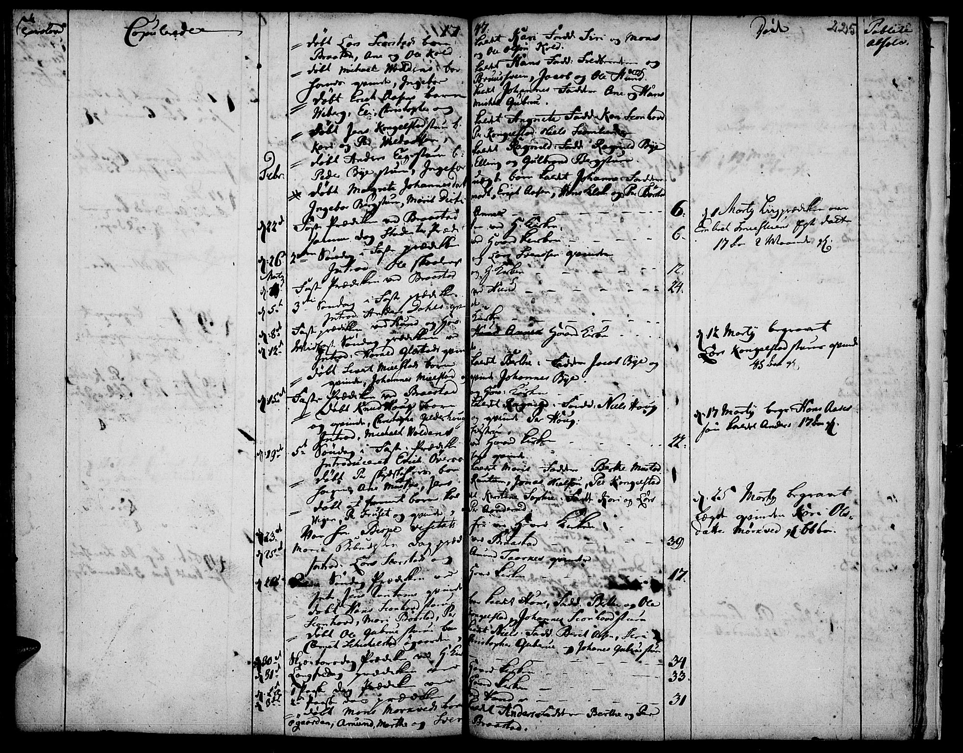Vardal prestekontor, SAH/PREST-100/H/Ha/Haa/L0001: Parish register (official) no. 1, 1706-1748, p. 225