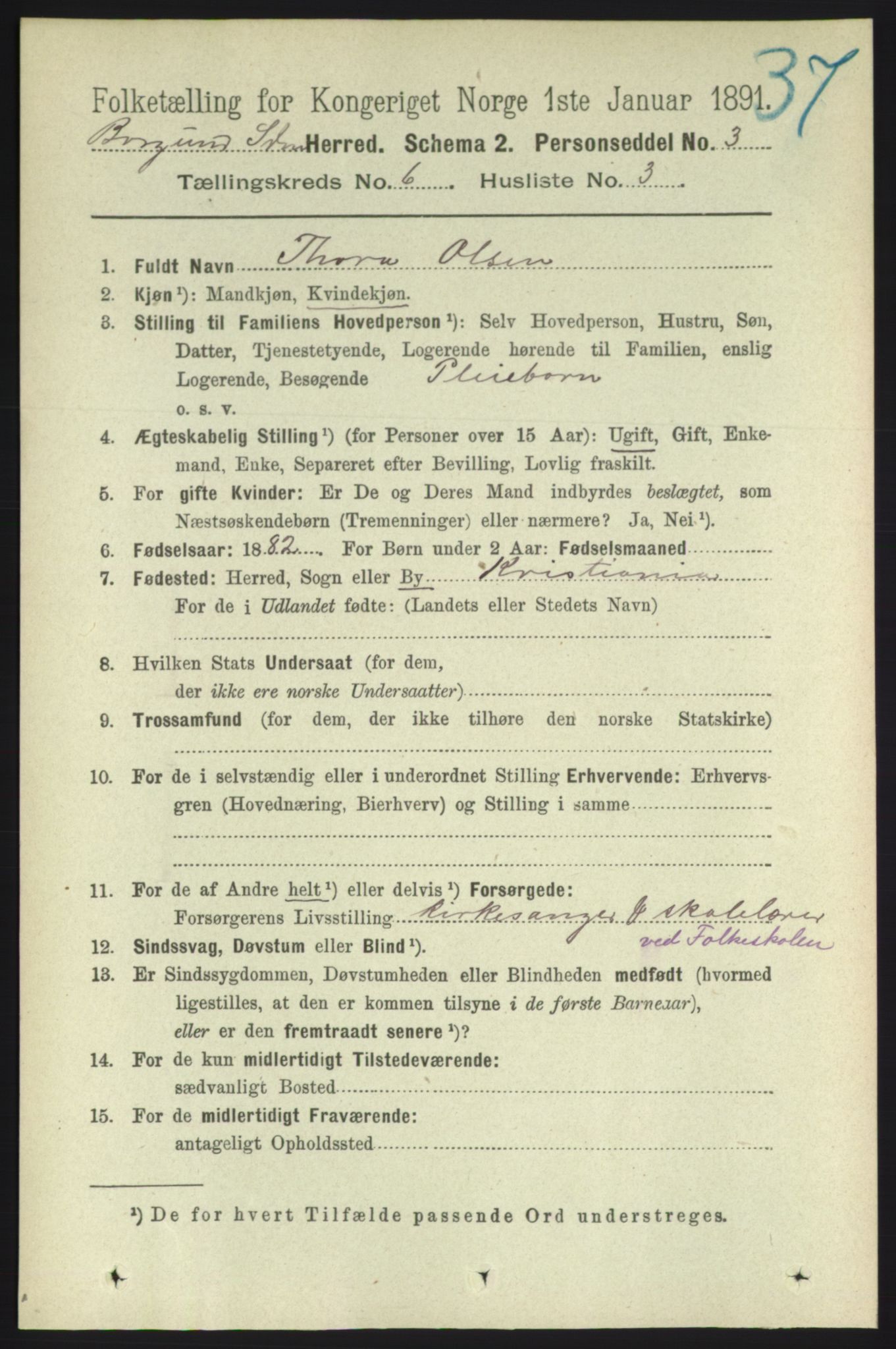 RA, 1891 census for 1531 Borgund, 1891, p. 1582