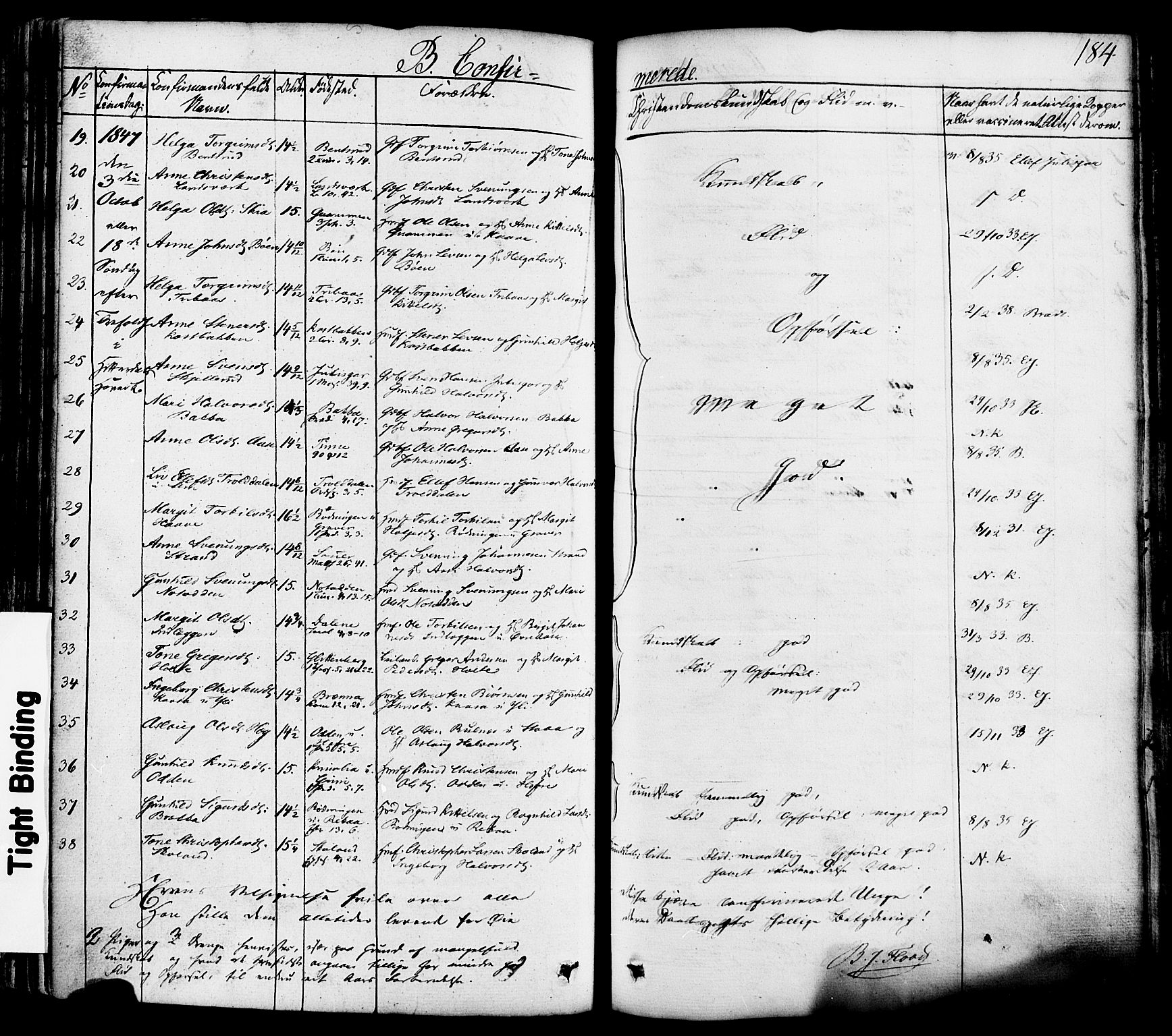 Heddal kirkebøker, AV/SAKO-A-268/F/Fa/L0006: Parish register (official) no. I 6, 1837-1854, p. 184