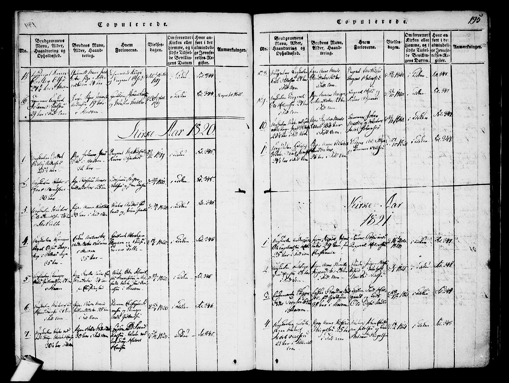 Stavern kirkebøker, AV/SAKO-A-318/F/Fa/L0006: Parish register (official) no. 6, 1816-1839, p. 195