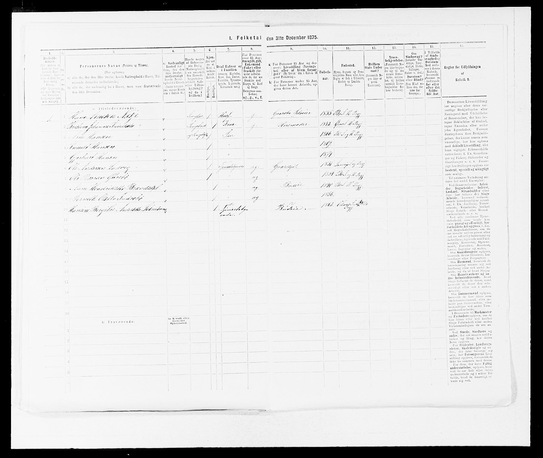 SAB, 1875 census for 1413P Hyllestad, 1875, p. 593