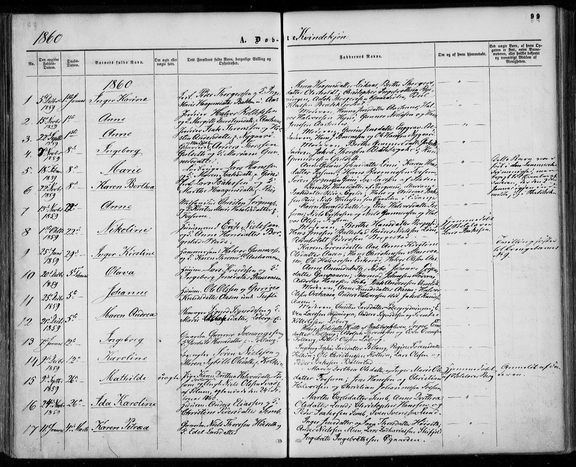 Gjerpen kirkebøker, SAKO/A-265/F/Fa/L0008a: Parish register (official) no. I 8A, 1857-1871, p. 99