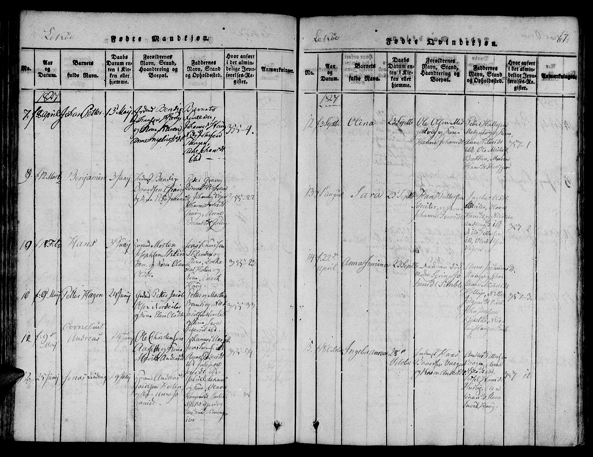 Ministerialprotokoller, klokkerbøker og fødselsregistre - Nord-Trøndelag, AV/SAT-A-1458/780/L0636: Parish register (official) no. 780A03 /2, 1815-1829, p. 67