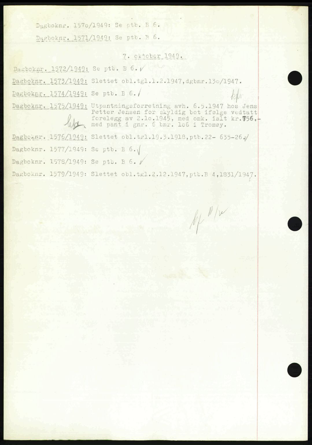 Nedenes sorenskriveri, AV/SAK-1221-0006/G/Gb/Gba/L0061: Mortgage book no. A13, 1949-1949, Diary no: : 1570/1949