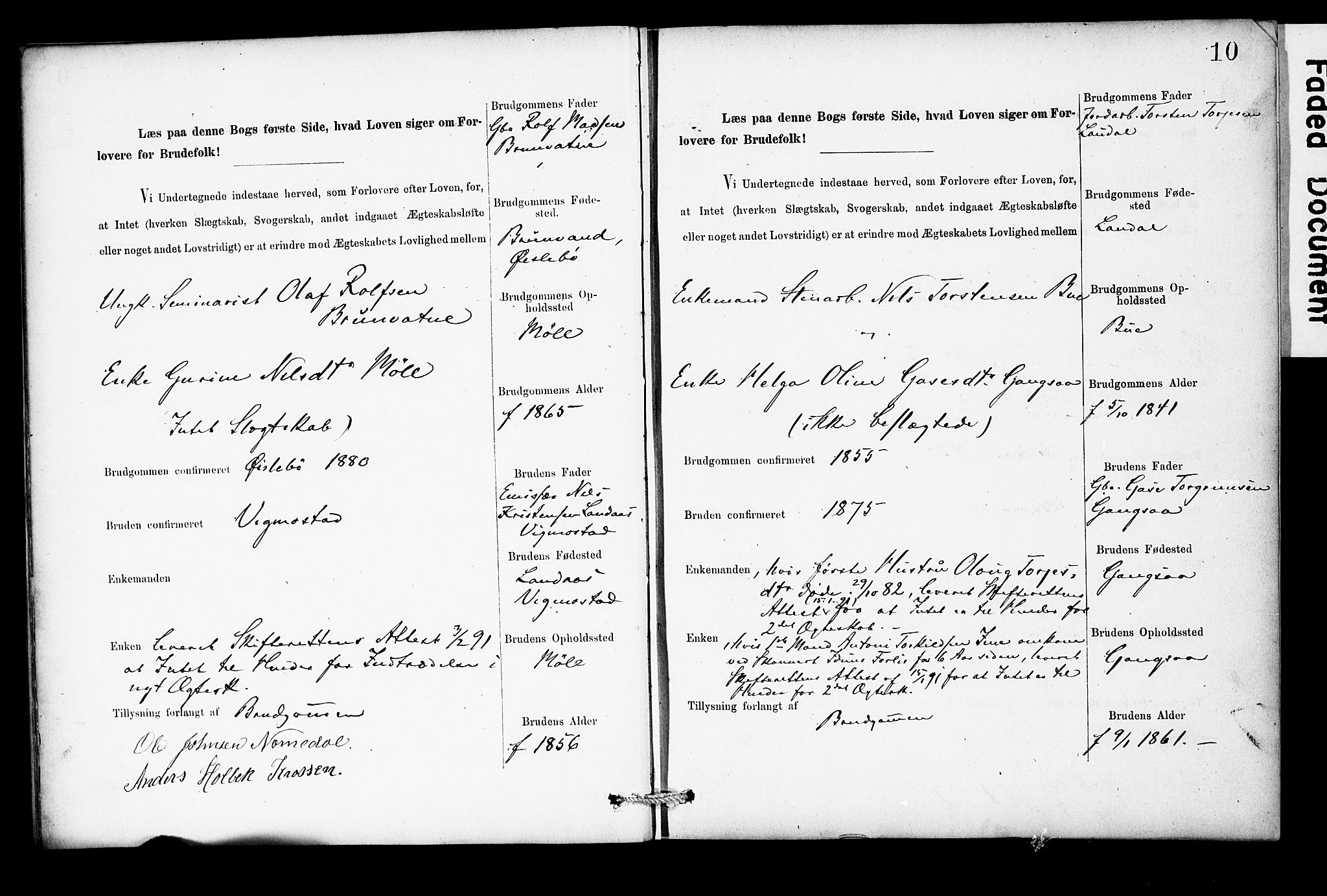 Holum sokneprestkontor, AV/SAK-1111-0022/F/Fe/L0004: Banns register no. II 5 4, 1890-1914, p. 10