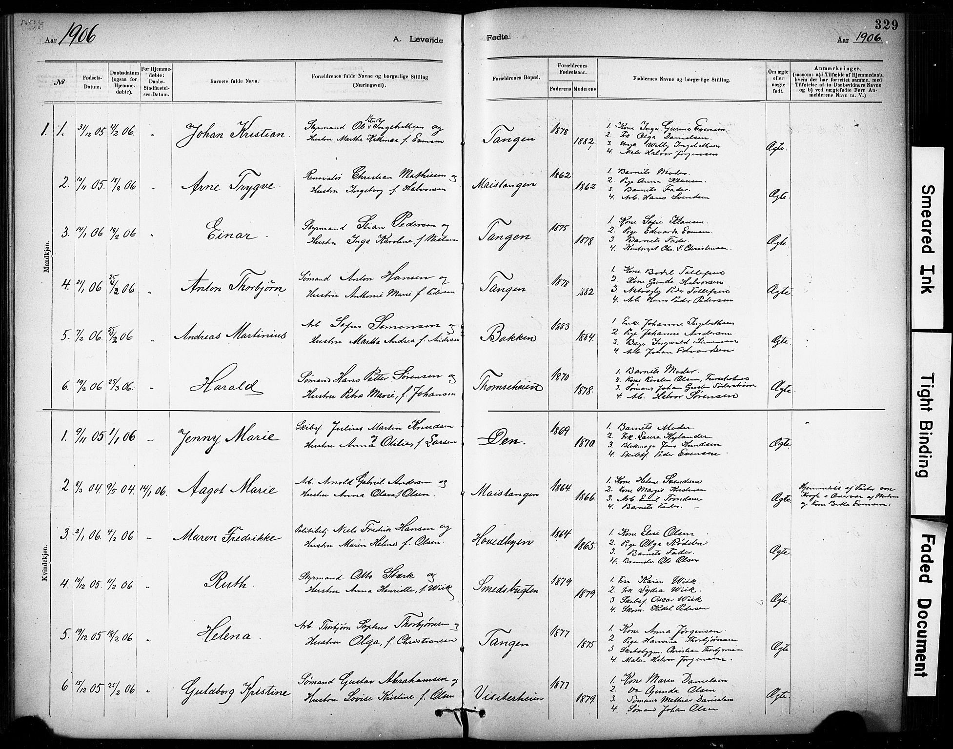 Kragerø kirkebøker, SAKO/A-278/G/Ga/L0007: Parish register (copy) no. 7, 1881-1927, p. 329