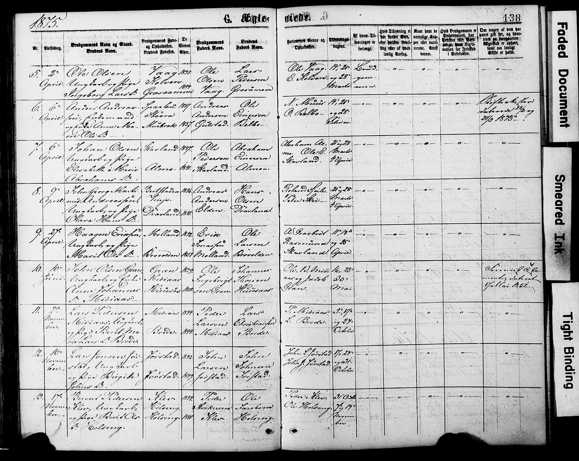 Ministerialprotokoller, klokkerbøker og fødselsregistre - Nord-Trøndelag, AV/SAT-A-1458/749/L0473: Parish register (official) no. 749A07, 1873-1887, p. 138