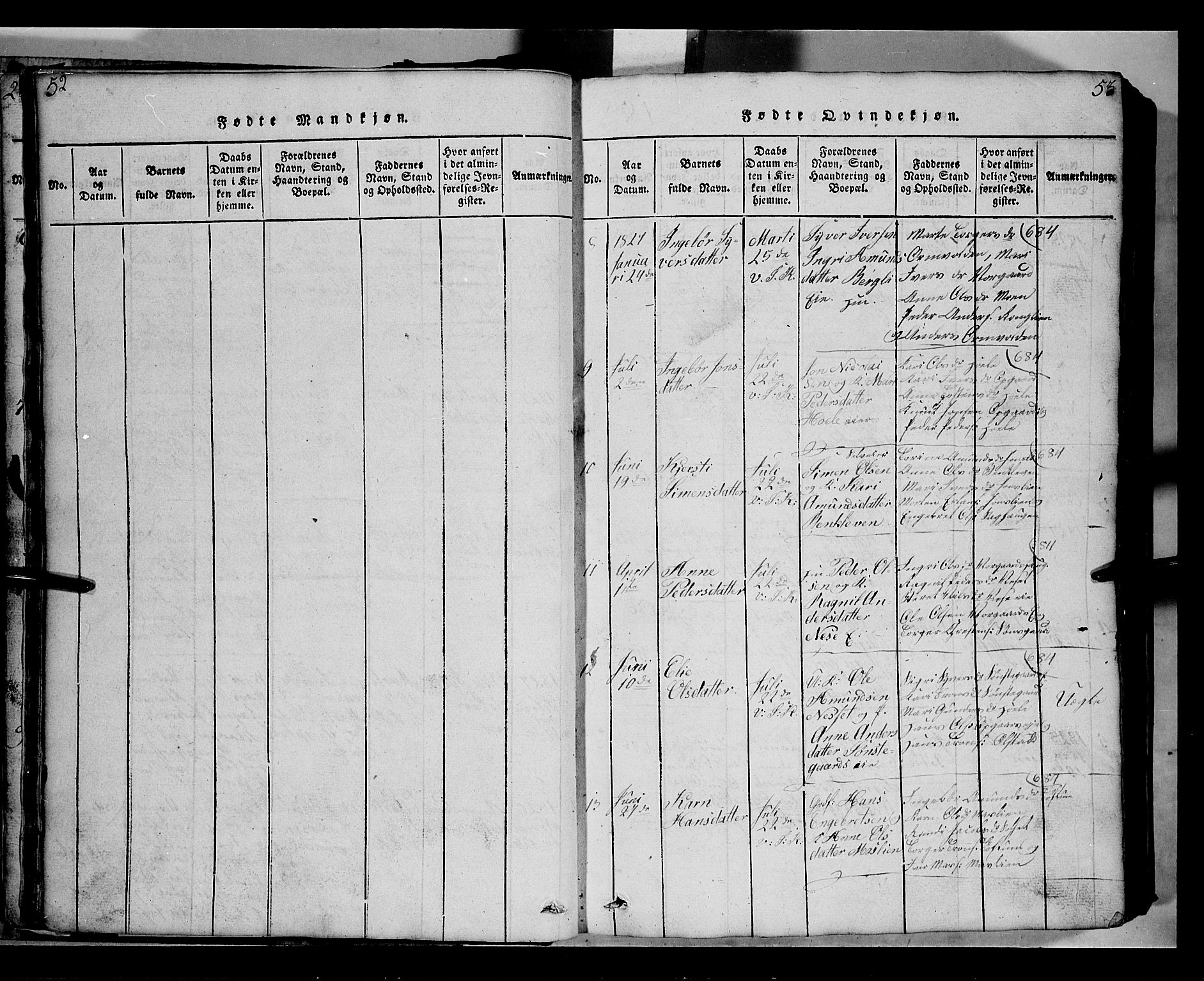 Gausdal prestekontor, SAH/PREST-090/H/Ha/Hab/L0002: Parish register (copy) no. 2, 1818-1874, p. 52-53