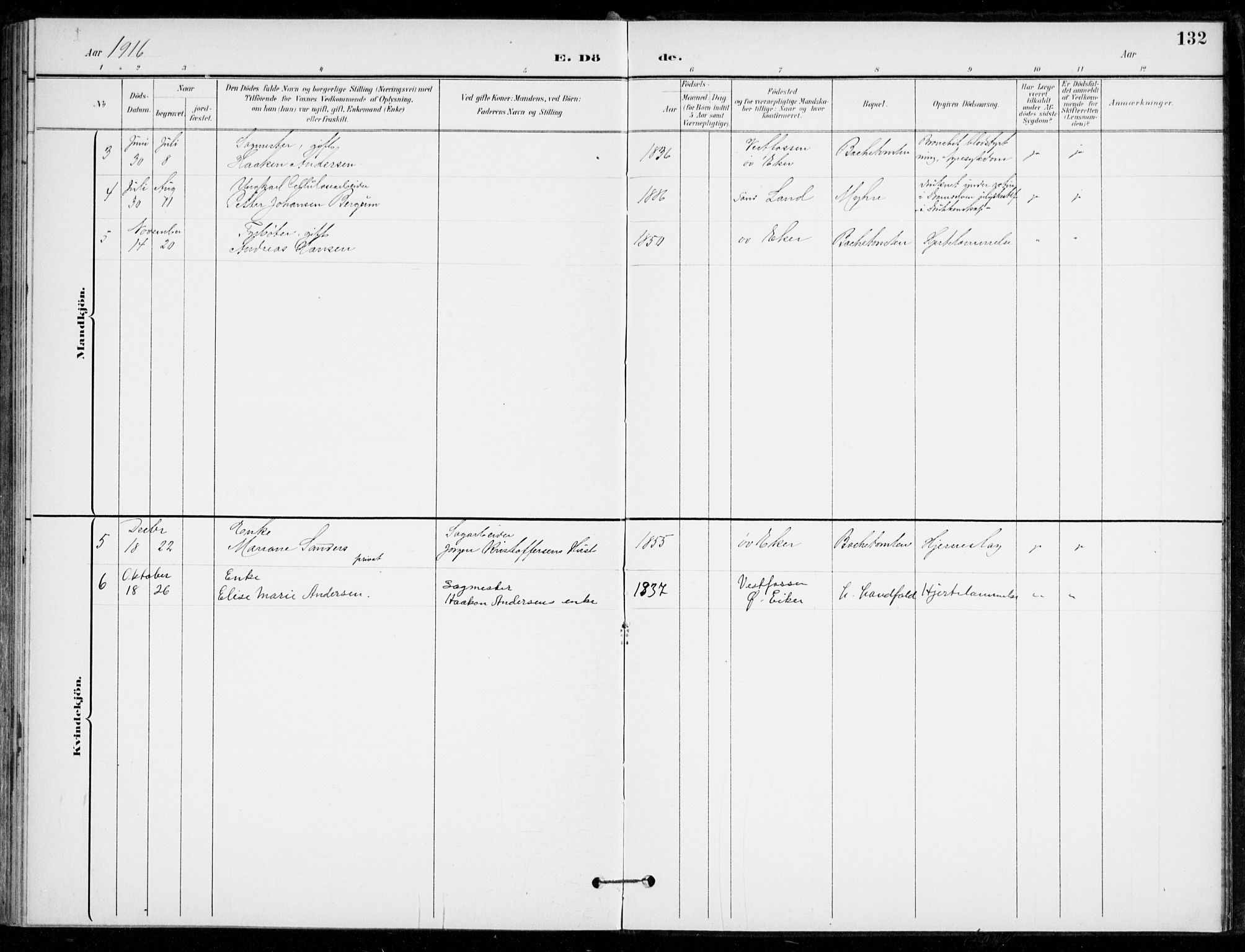 Åssiden kirkebøker, SAKO/A-251/F/Fa/L0002: Parish register (official) no. 2, 1896-1916, p. 132