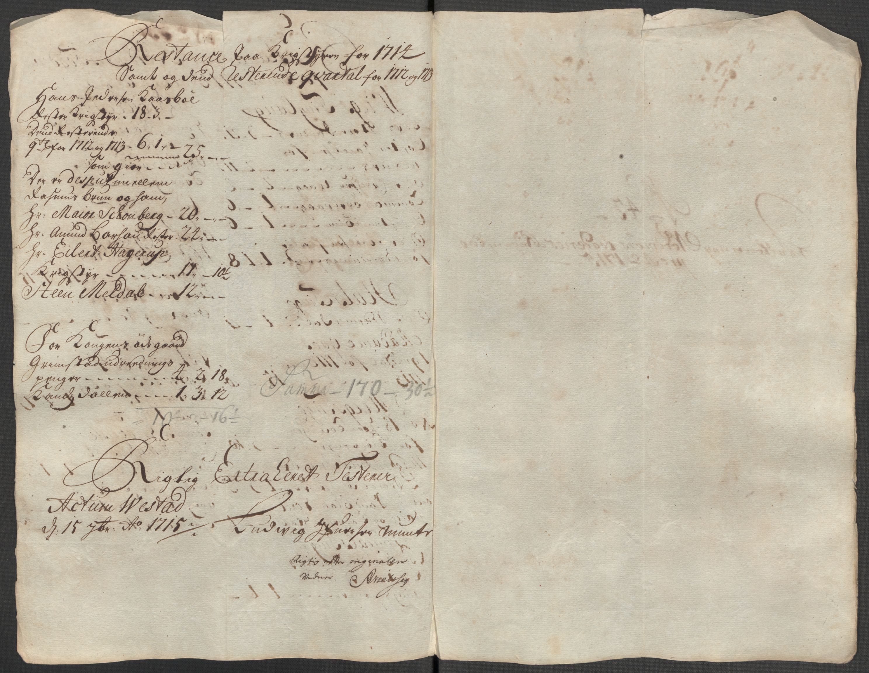 Rentekammeret inntil 1814, Reviderte regnskaper, Fogderegnskap, AV/RA-EA-4092/R56/L3748: Fogderegnskap Nordmøre, 1714-1715, p. 573