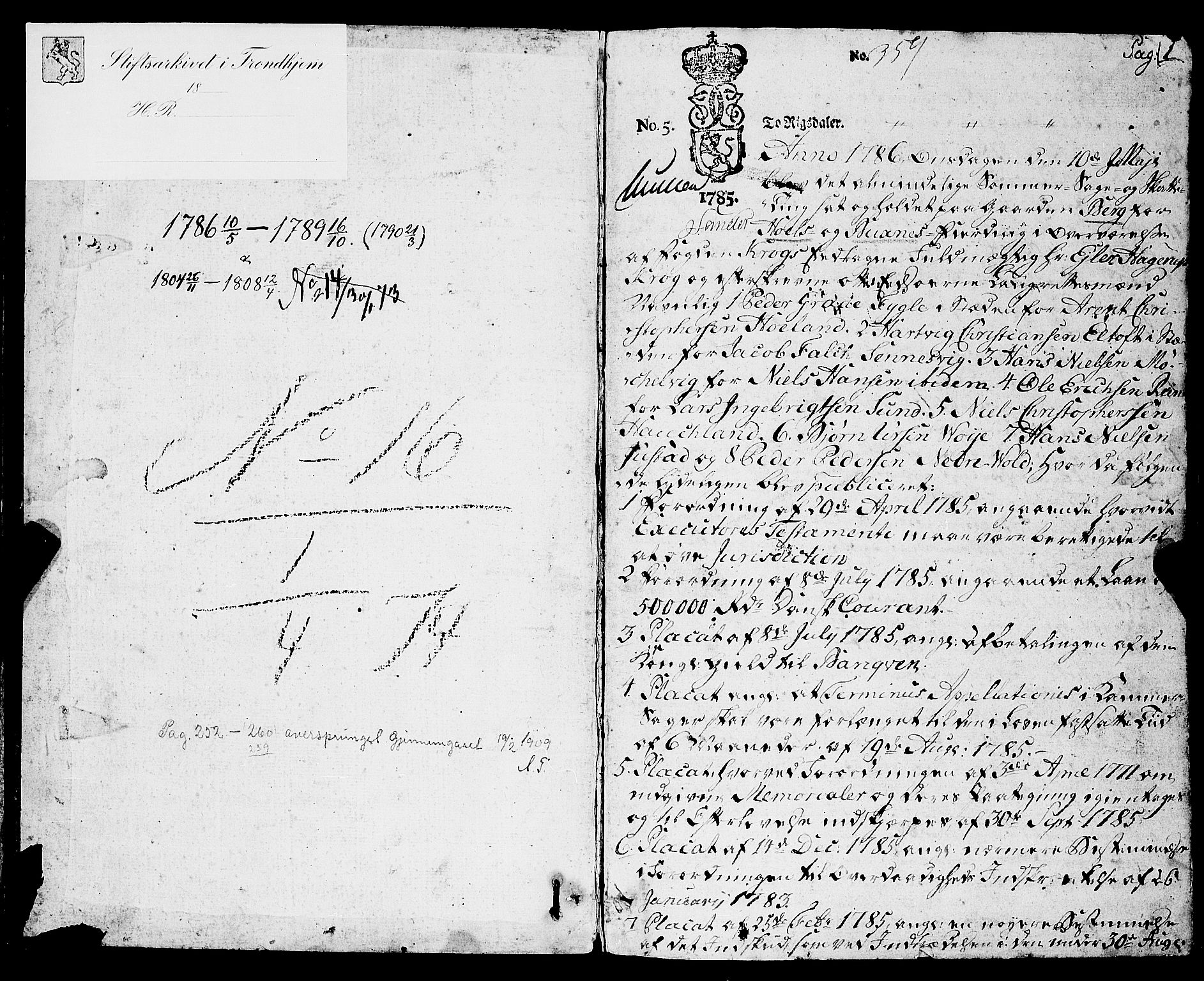 Vesterålen sorenskriveri, SAT/A-4180/1/1/1A/L0010: Tingbok, 1786-1790, p. 0-1