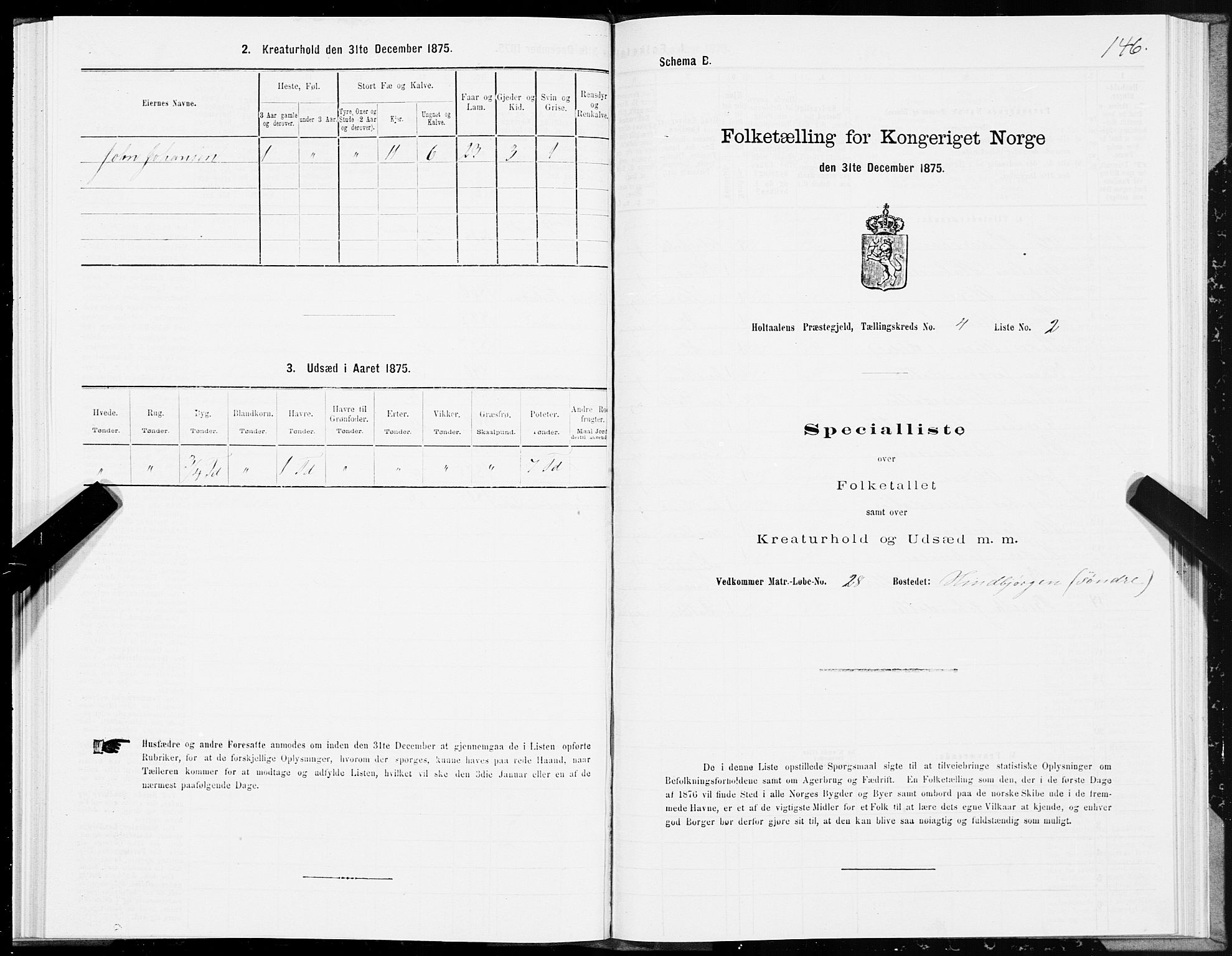 SAT, 1875 census for 1645P Haltdalen, 1875, p. 3146