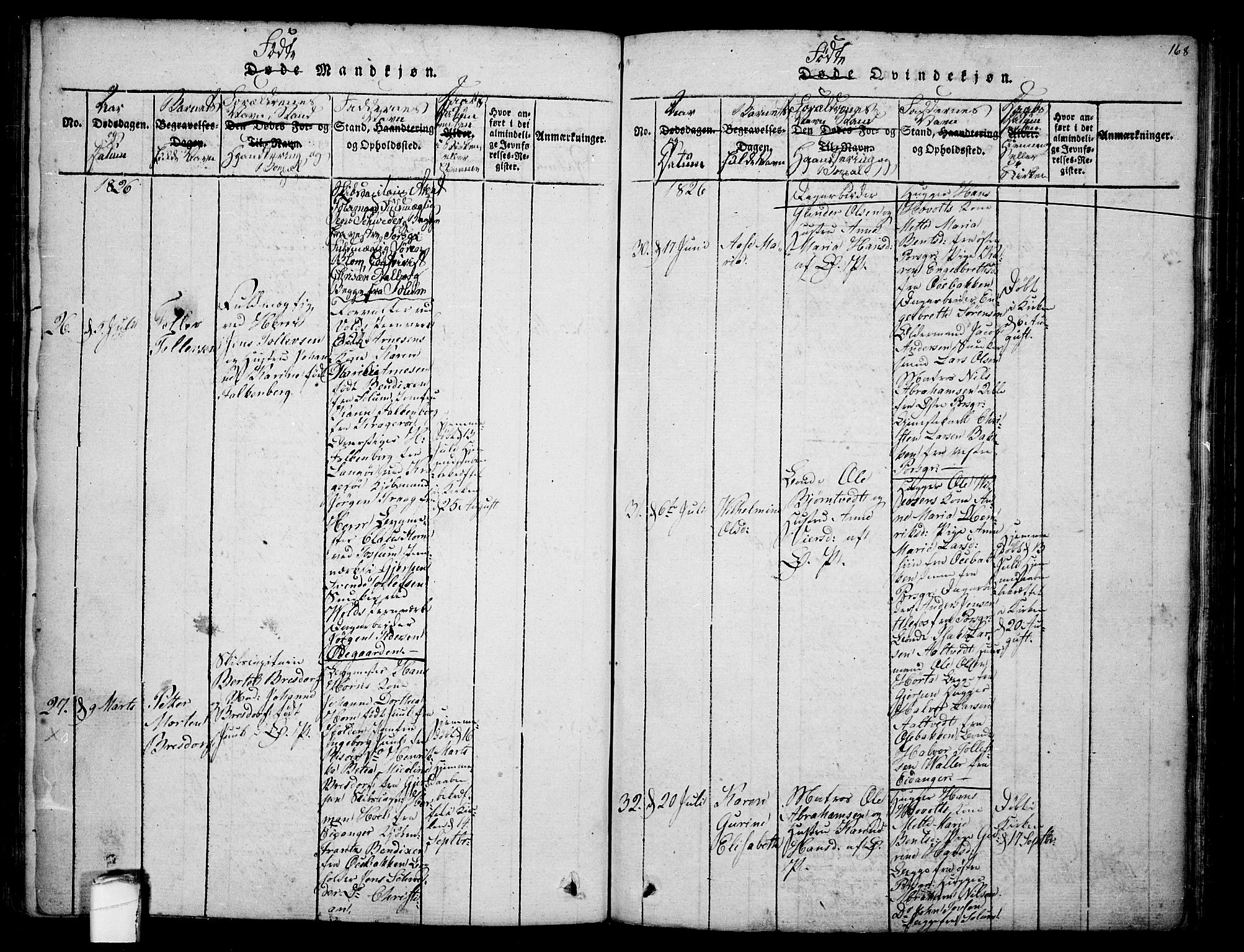 Porsgrunn kirkebøker , AV/SAKO-A-104/F/Fa/L0004: Parish register (official) no. 4, 1814-1828, p. 168