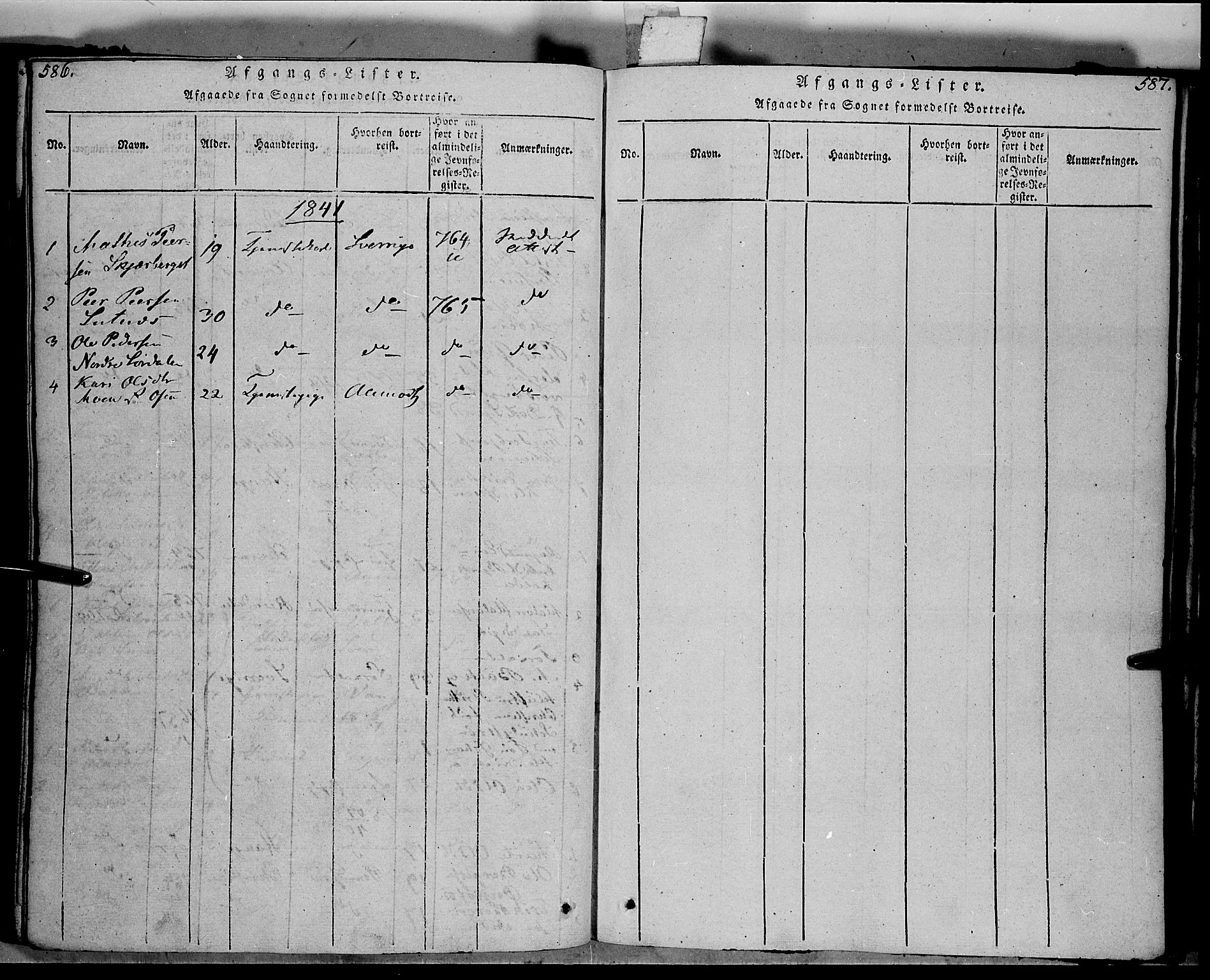 Trysil prestekontor, SAH/PREST-046/H/Ha/Haa/L0003: Parish register (official) no. 3 /1, 1814-1841, p. 586-587