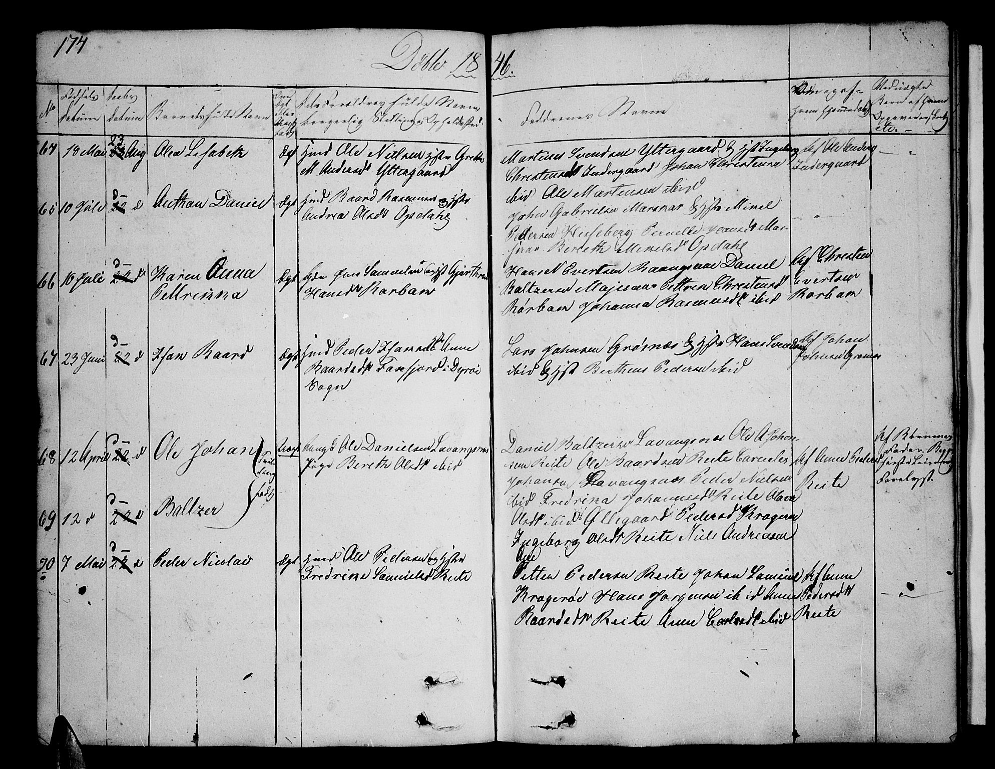 Ibestad sokneprestembete, AV/SATØ-S-0077/H/Ha/Hab/L0003klokker: Parish register (copy) no. 3, 1833-1852, p. 174