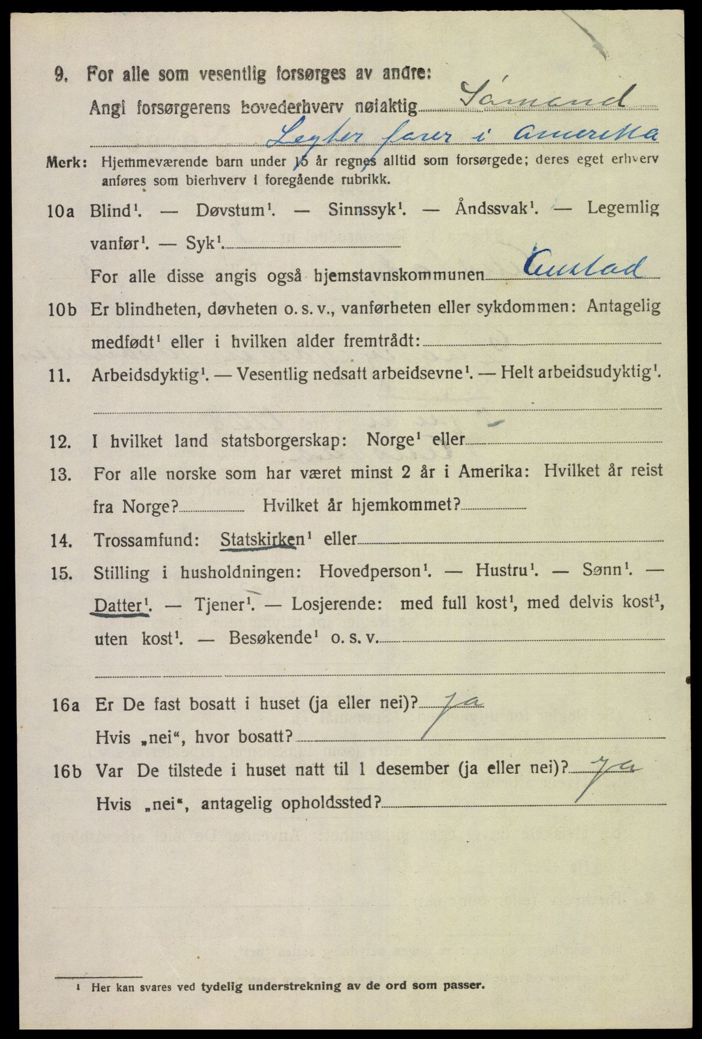 SAK, 1920 census for Austad, 1920, p. 1362