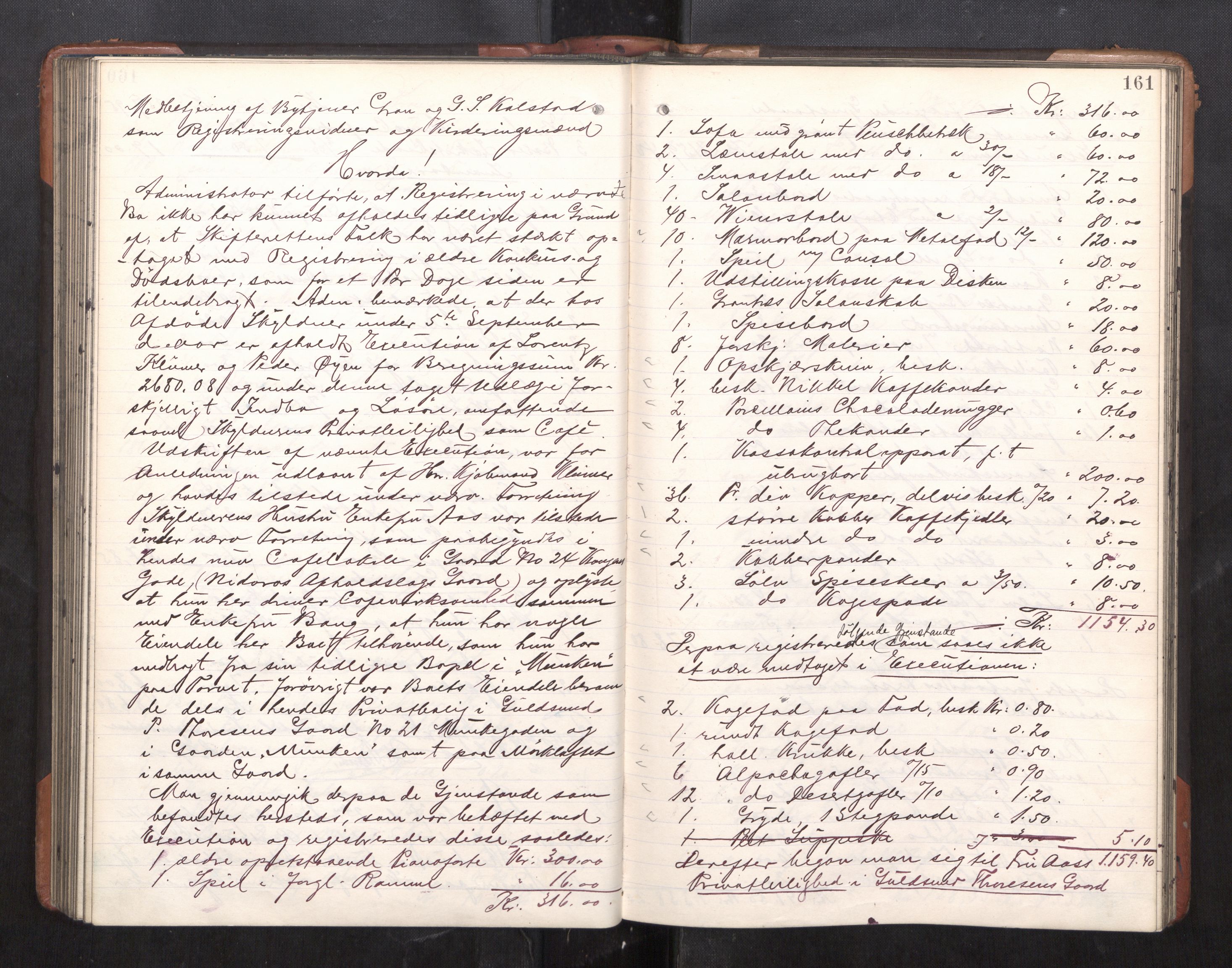 Trondheim byfogd, AV/SAT-A-0003/1/3/3C/L0025: Skifteregistreringsprotokoll - 24/1-14/7. (u/ register), 1906-1909, p. 161