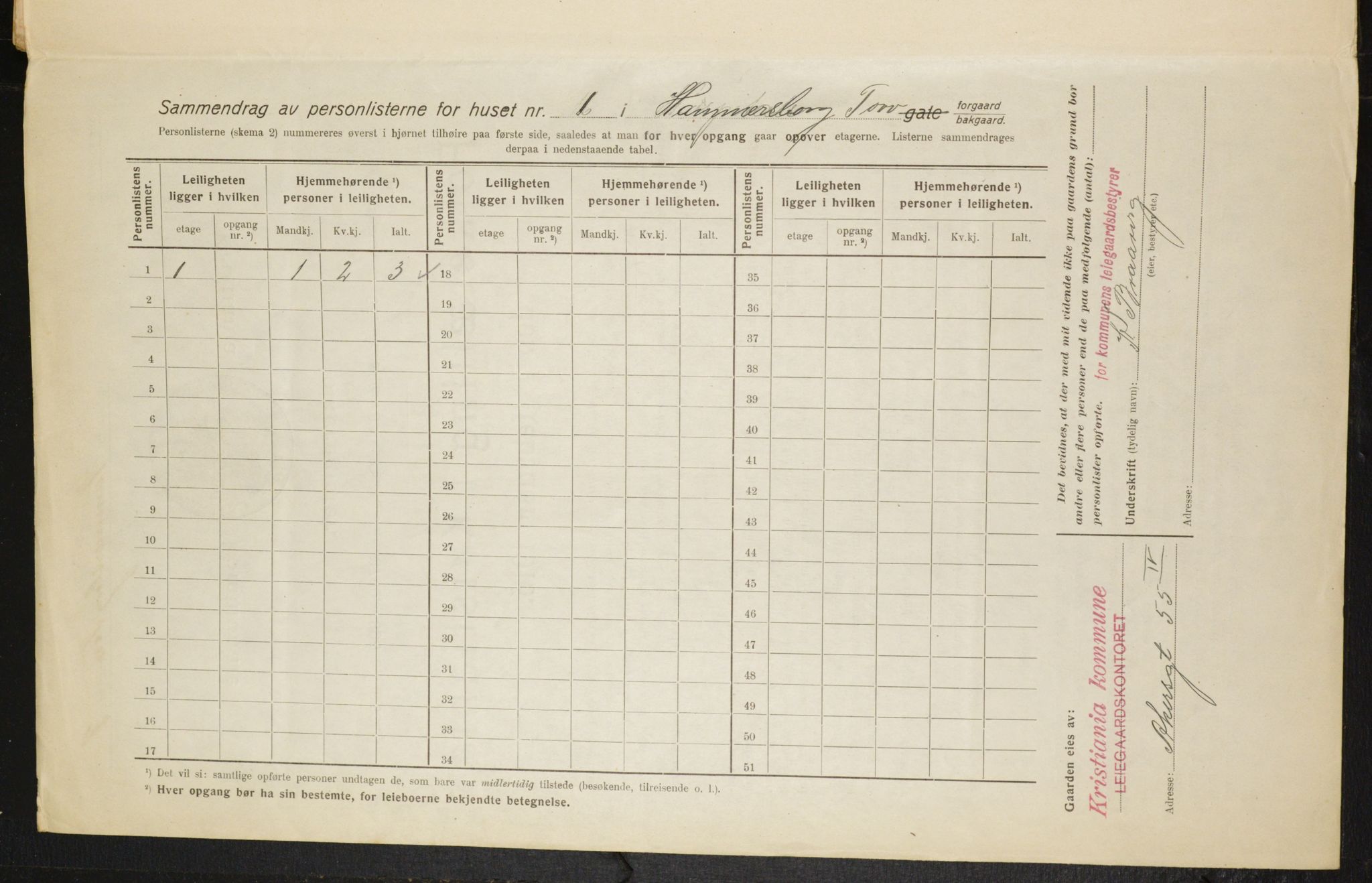 OBA, Municipal Census 1916 for Kristiania, 1916, p. 34984