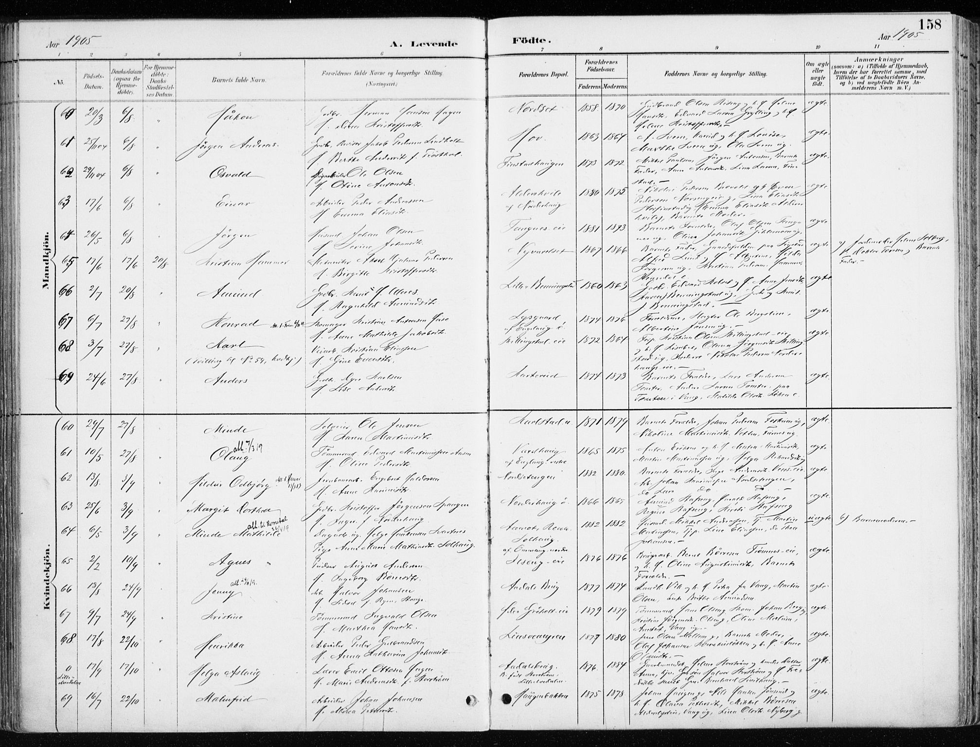 Løten prestekontor, AV/SAH-PREST-022/K/Ka/L0010: Parish register (official) no. 10, 1892-1907, p. 158