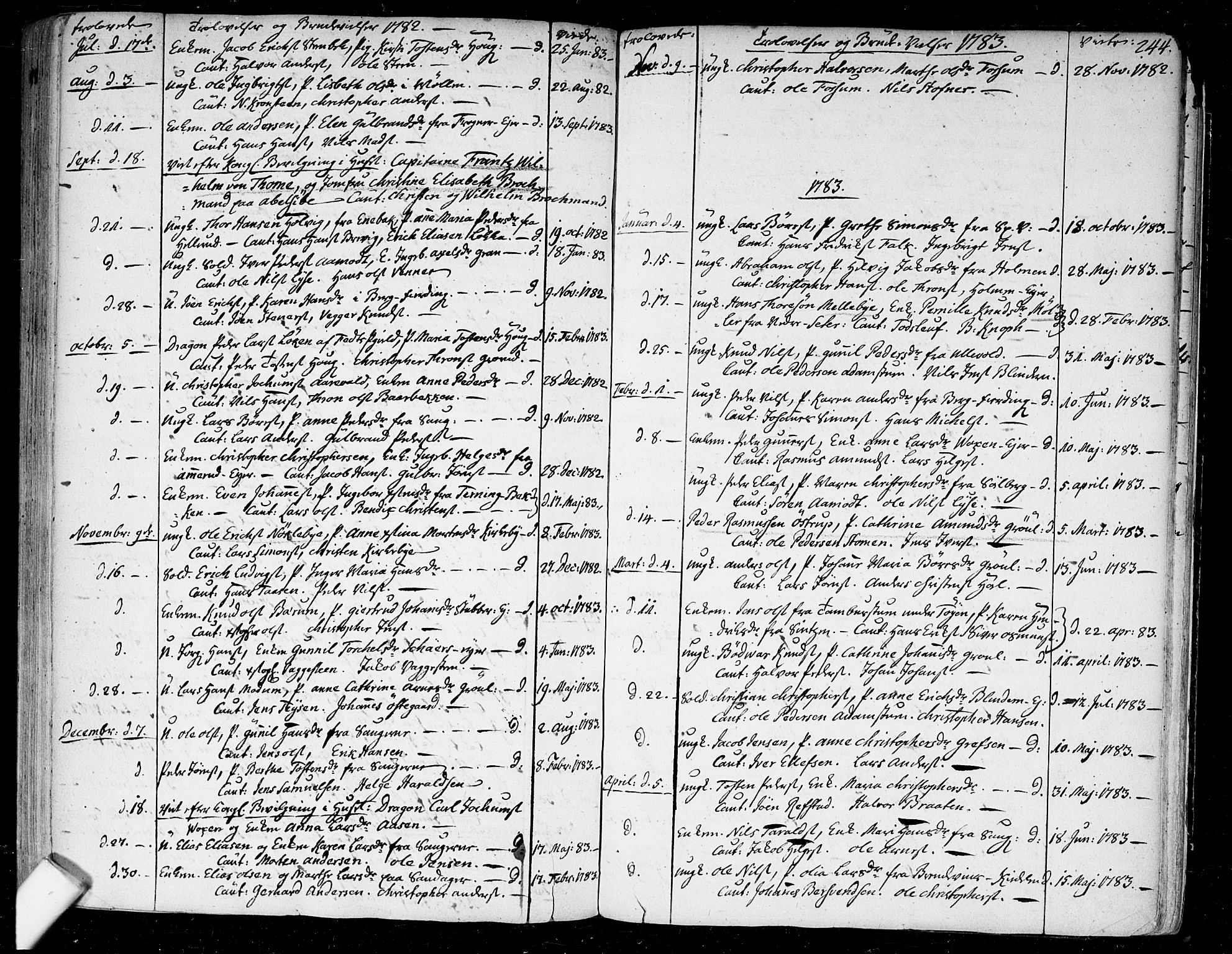 Aker prestekontor kirkebøker, SAO/A-10861/F/L0009: Parish register (official) no. 9, 1765-1785, p. 244