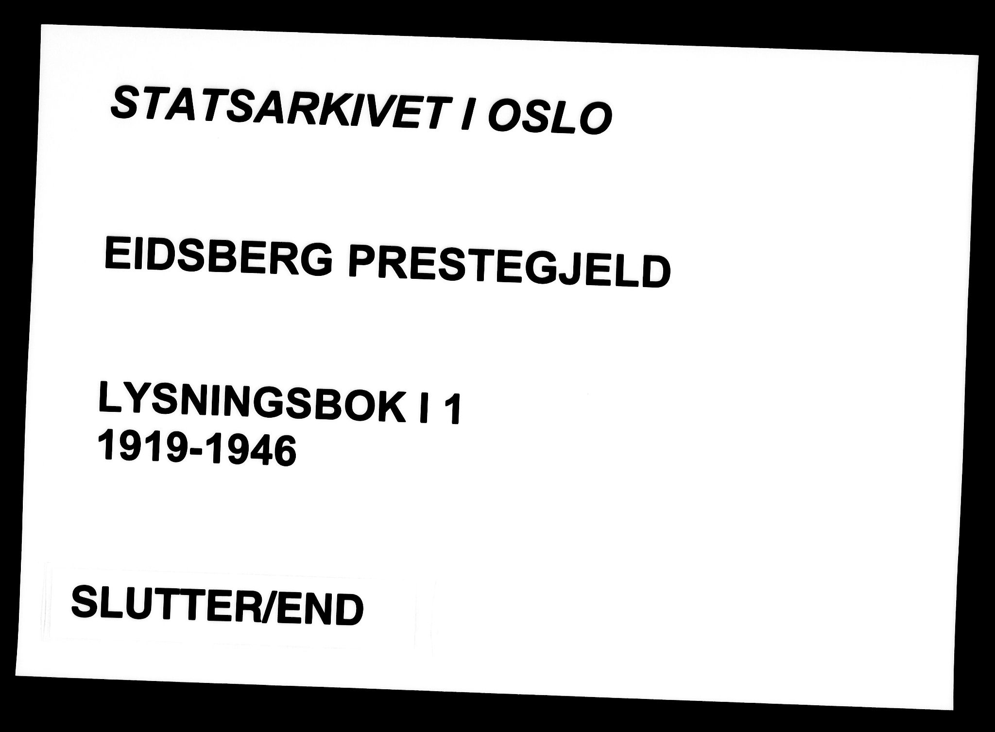 Eidsberg prestekontor Kirkebøker, AV/SAO-A-10905/H/Ha/L0001: Banns register no. I 1, 1919-1946