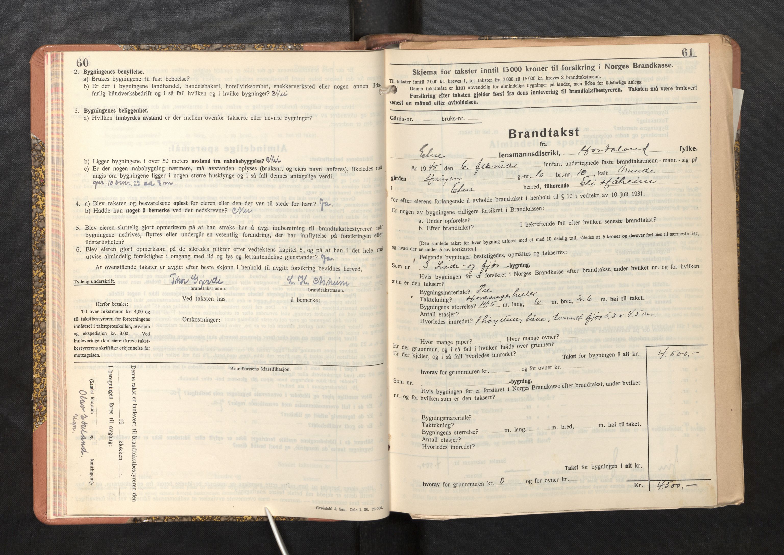 Lensmannen i Etne, AV/SAB-A-31601/0012/L0002: Branntakstprotokoll, skjematakst, 1939-1948, p. 60-61