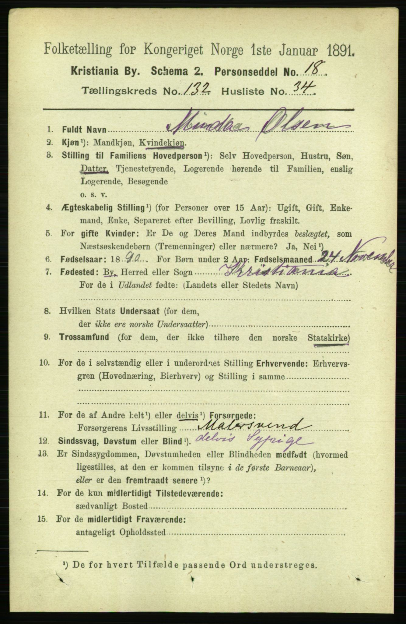 RA, 1891 census for 0301 Kristiania, 1891, p. 71936