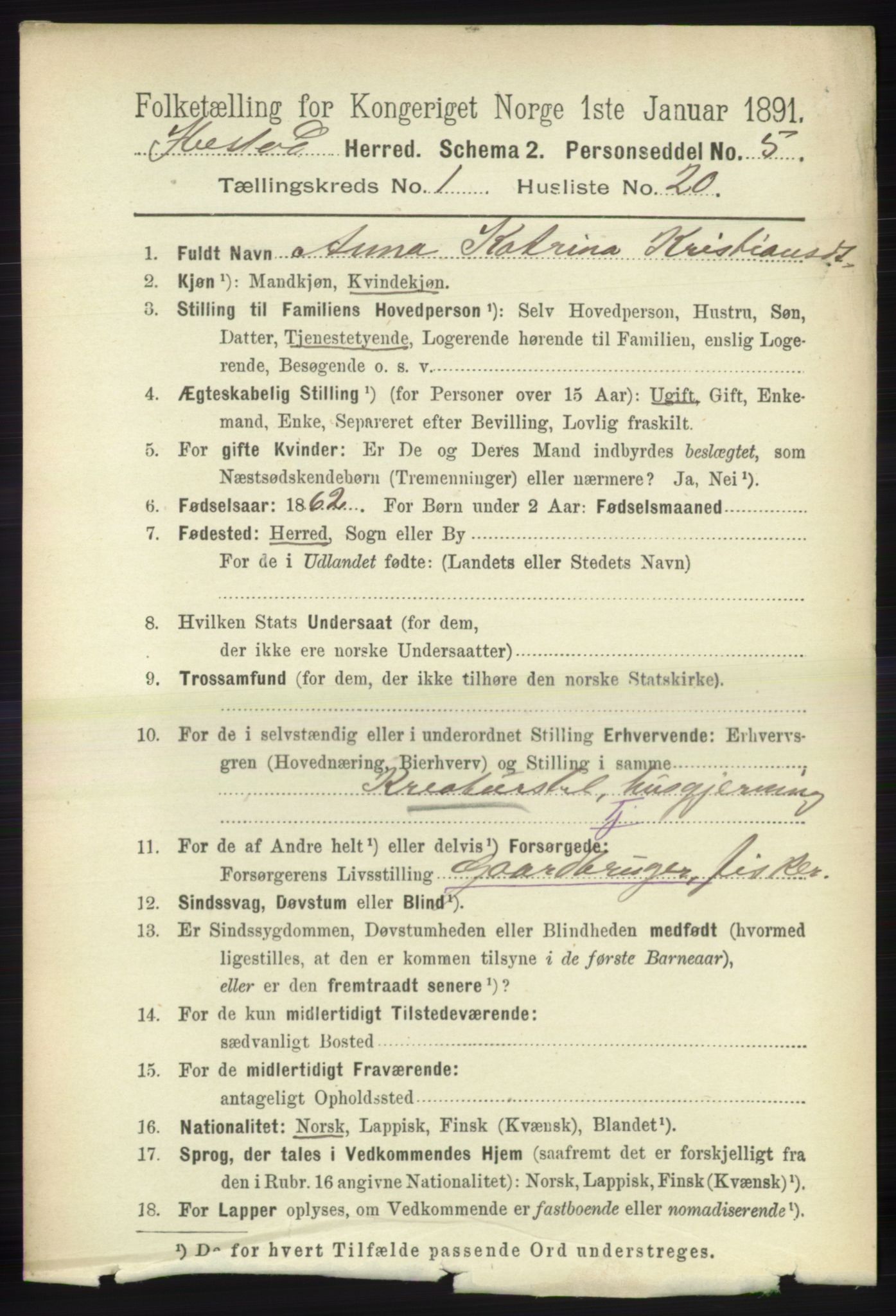 RA, 1891 census for 1917 Ibestad, 1891, p. 265