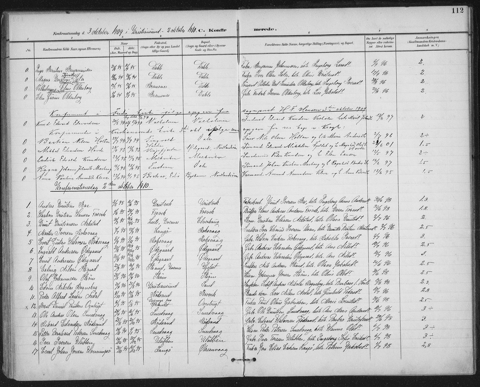 Ministerialprotokoller, klokkerbøker og fødselsregistre - Møre og Romsdal, SAT/A-1454/569/L0820: Parish register (official) no. 569A06, 1900-1911, p. 112