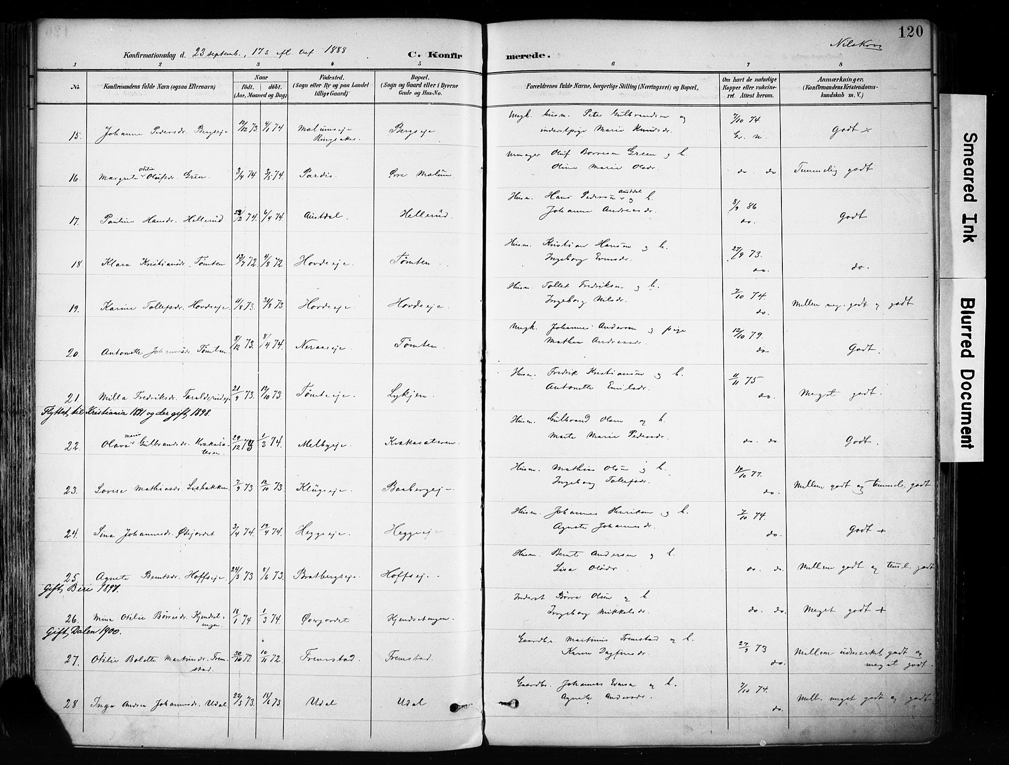 Biri prestekontor, SAH/PREST-096/H/Ha/Haa/L0009: Parish register (official) no. 9, 1887-1900, p. 120