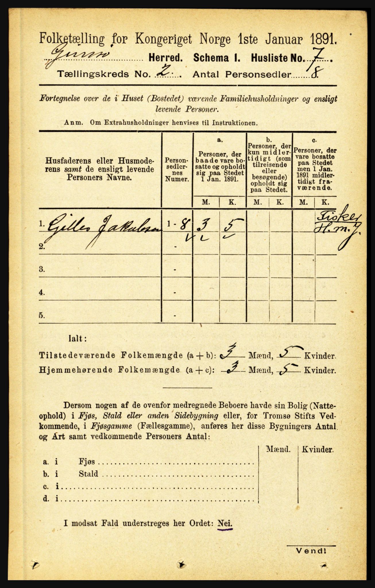 RA, 1891 census for 1864 Gimsøy, 1891, p. 296