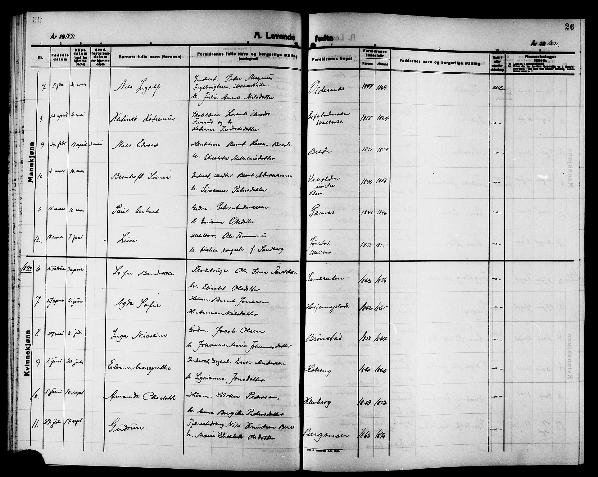 Ministerialprotokoller, klokkerbøker og fødselsregistre - Nord-Trøndelag, SAT/A-1458/749/L0487: Parish register (official) no. 749D03, 1887-1902, p. 26