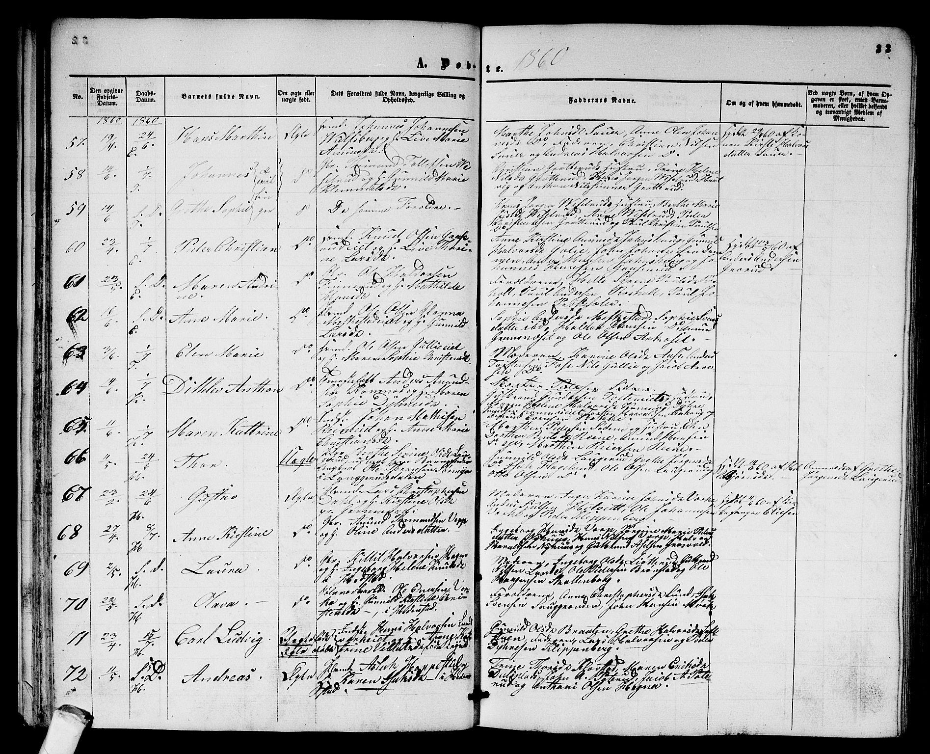 Sandsvær kirkebøker, AV/SAKO-A-244/G/Ga/L0005: Parish register (copy) no. I 5, 1857-1873, p. 33