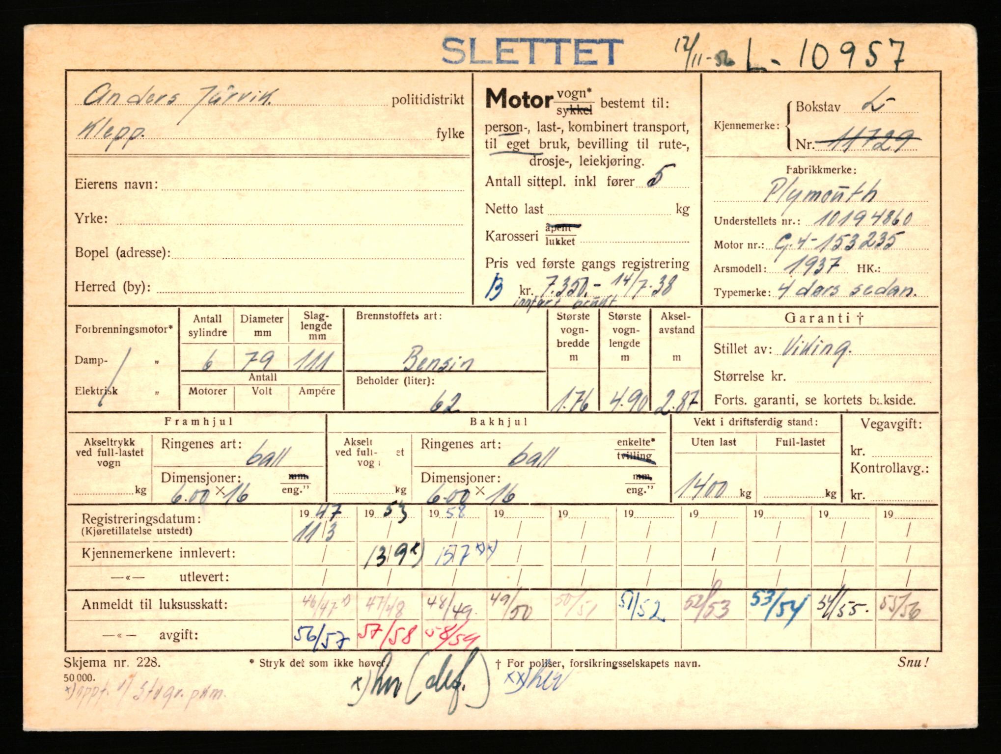 Stavanger trafikkstasjon, AV/SAST-A-101942/0/F/L0019: L-10500 - L-10999, 1930-1971, p. 1851