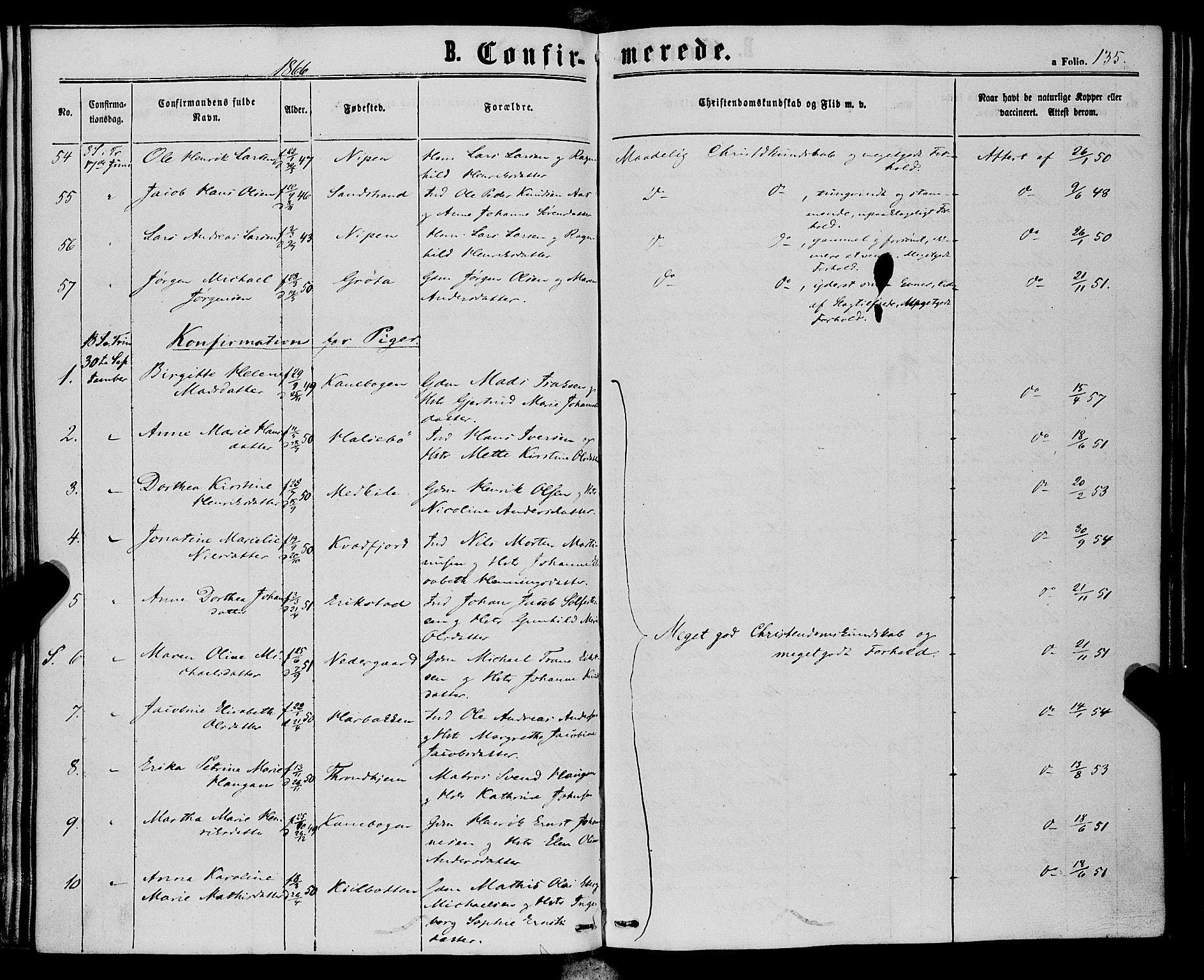 Trondenes sokneprestkontor, SATØ/S-1319/H/Ha/L0012kirke: Parish register (official) no. 12, 1863-1870, p. 135
