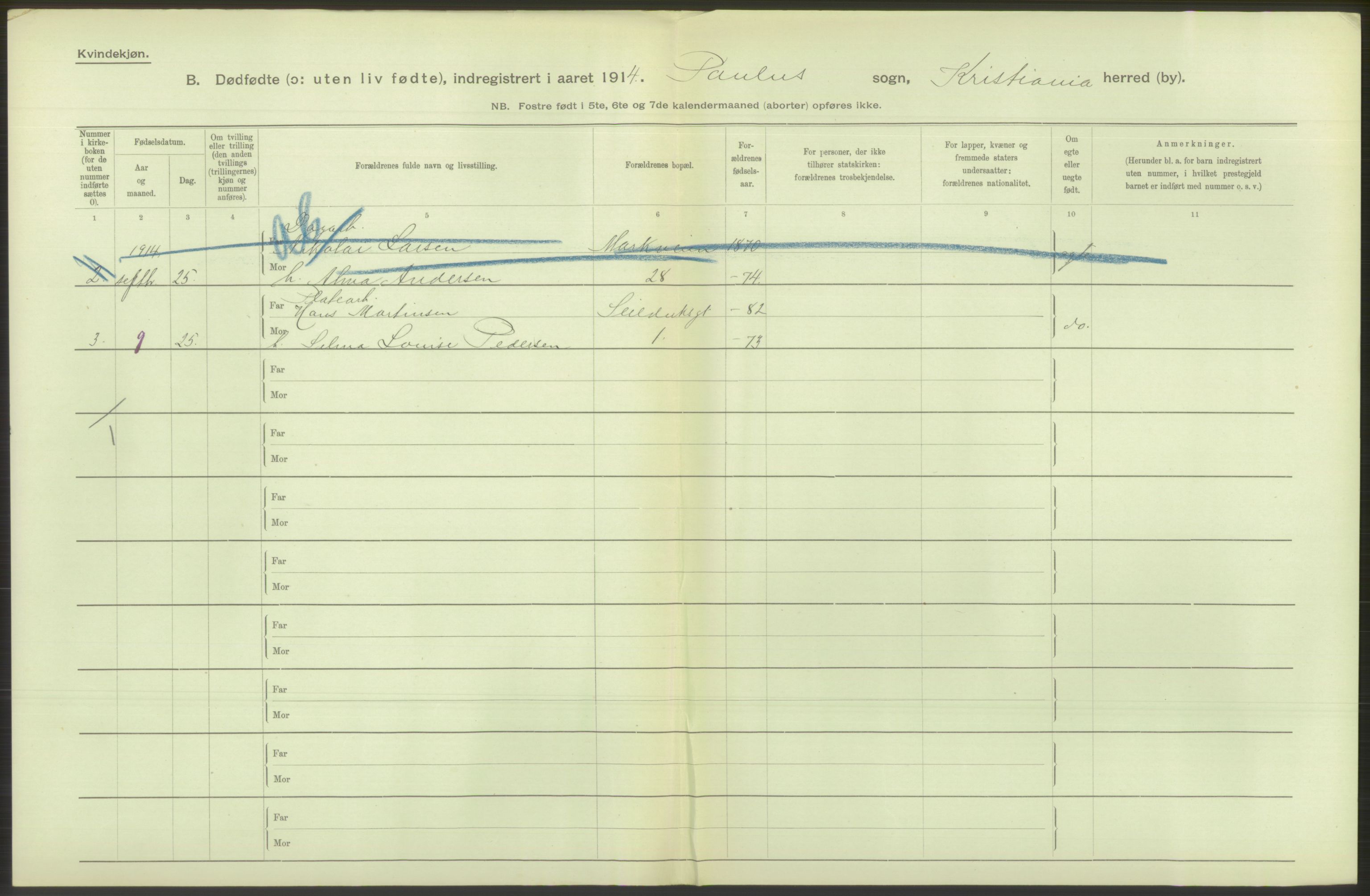 Statistisk sentralbyrå, Sosiodemografiske emner, Befolkning, AV/RA-S-2228/D/Df/Dfb/Dfbd/L0009: Kristiania: Døde, dødfødte, 1914, p. 76